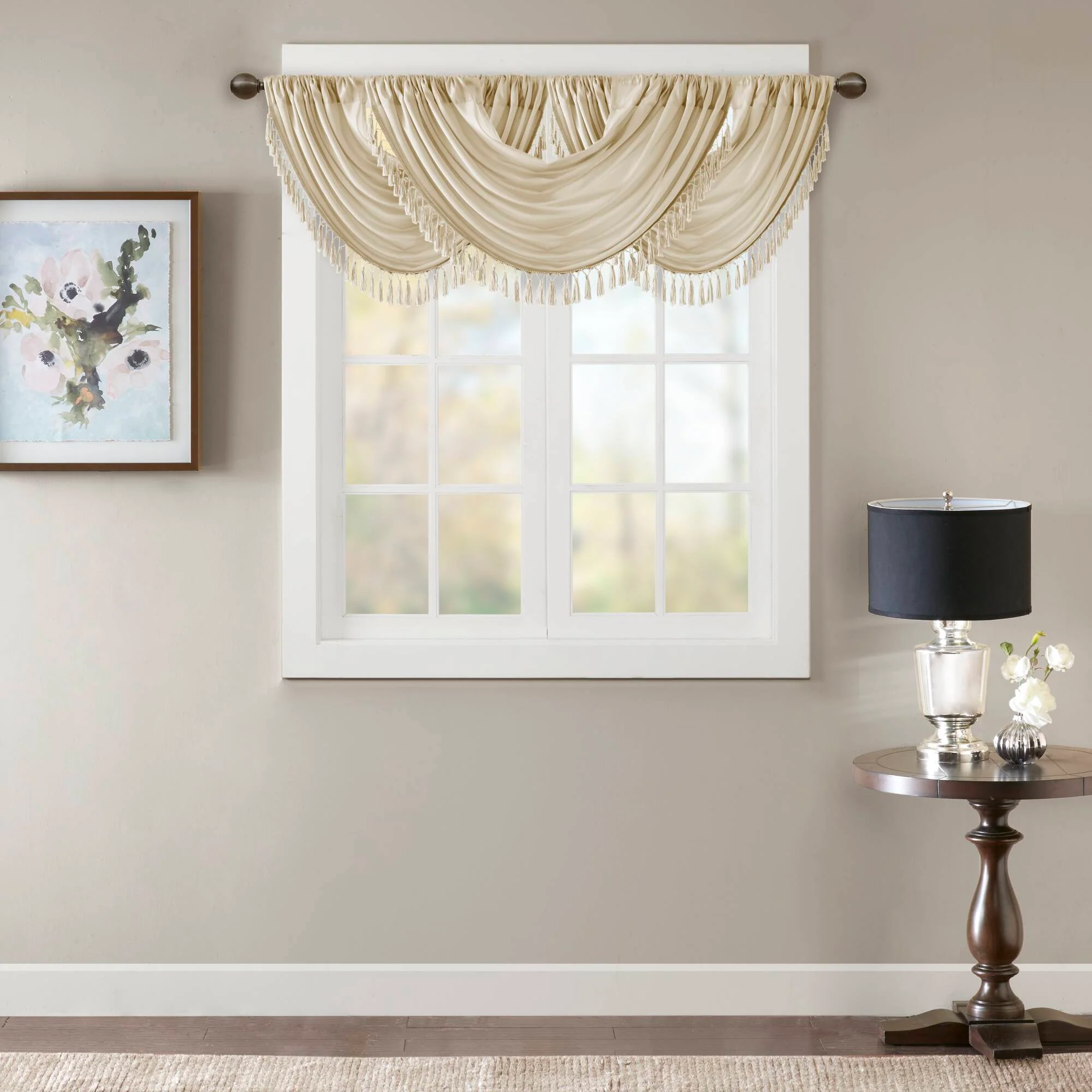 Elena Faux Silk Waterfall Embellished Valance - Image 10