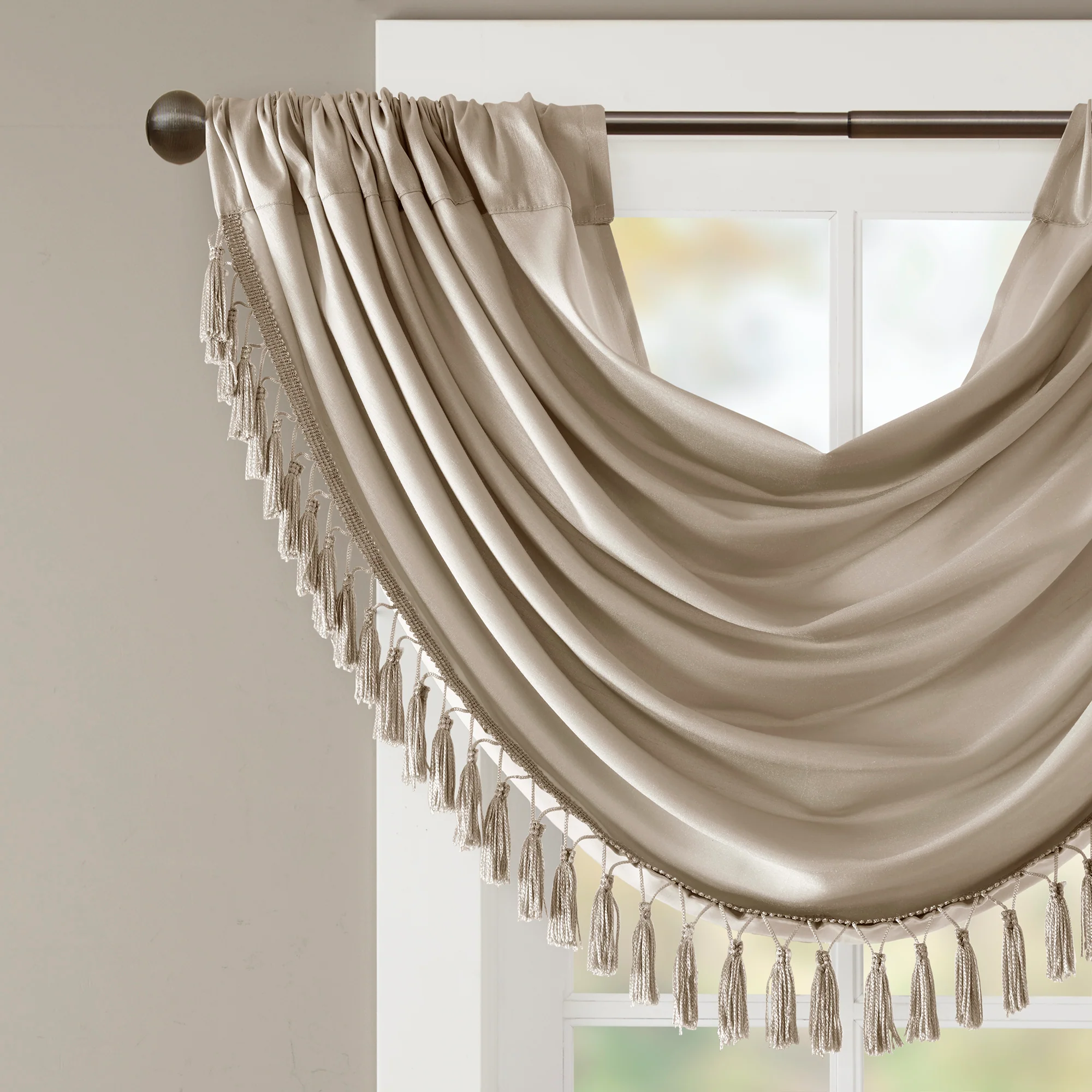 Elena Faux Silk Waterfall Embellished Valance - Image 17
