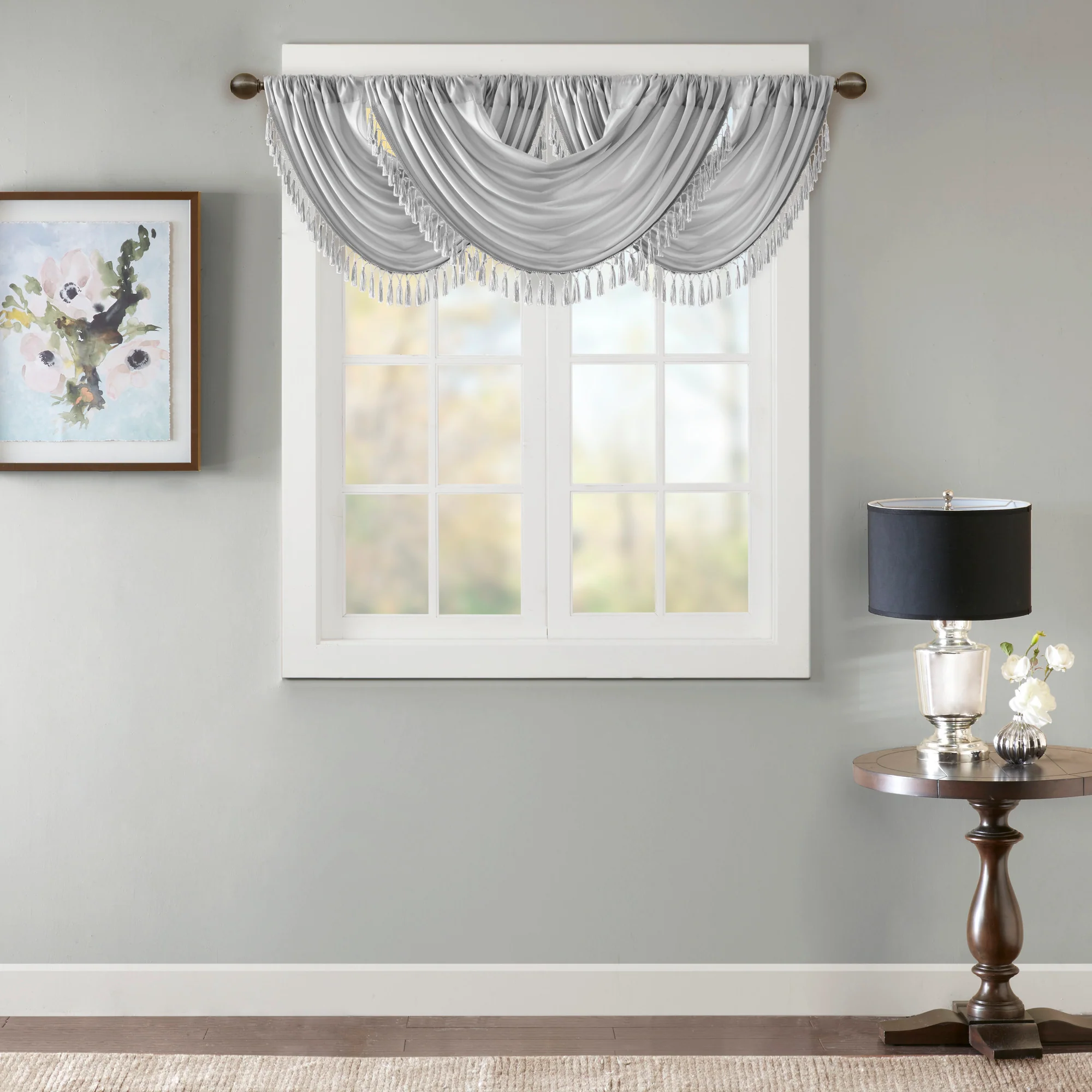 Elena Faux Silk Waterfall Embellished Valance - Image 3