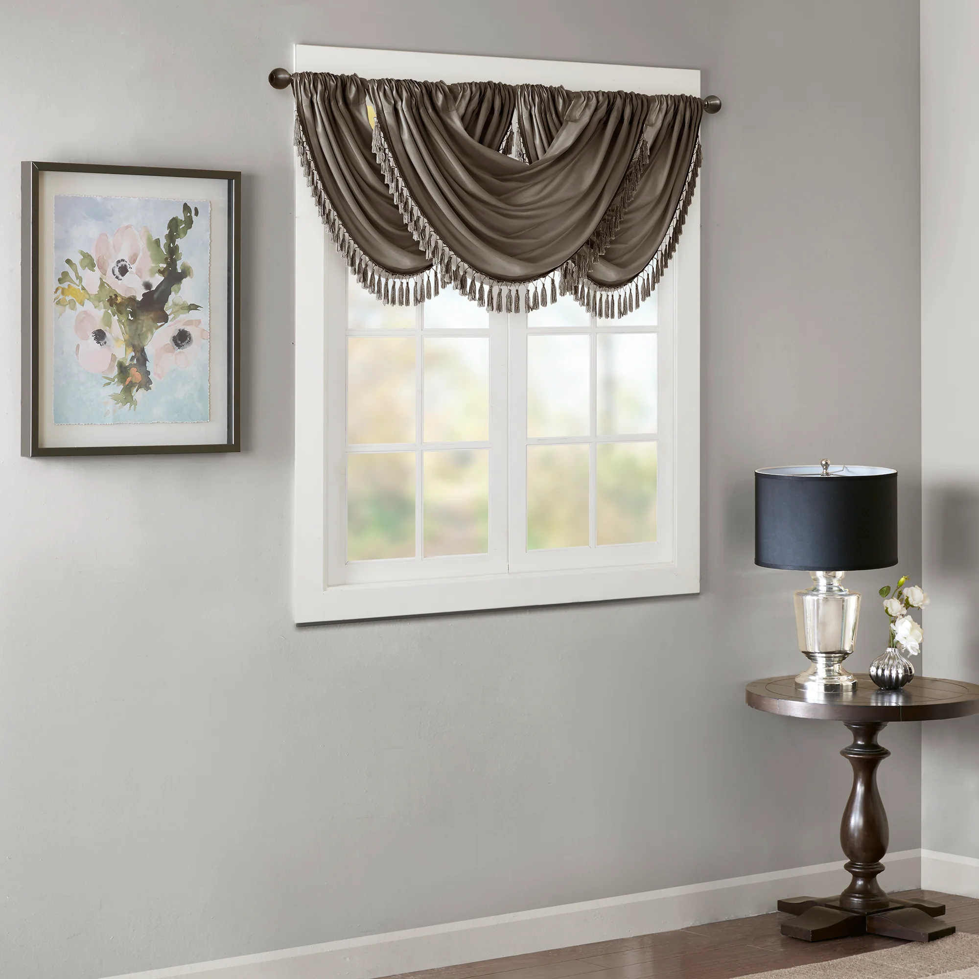 Elena Faux Silk Waterfall Embellished Valance - Image 34