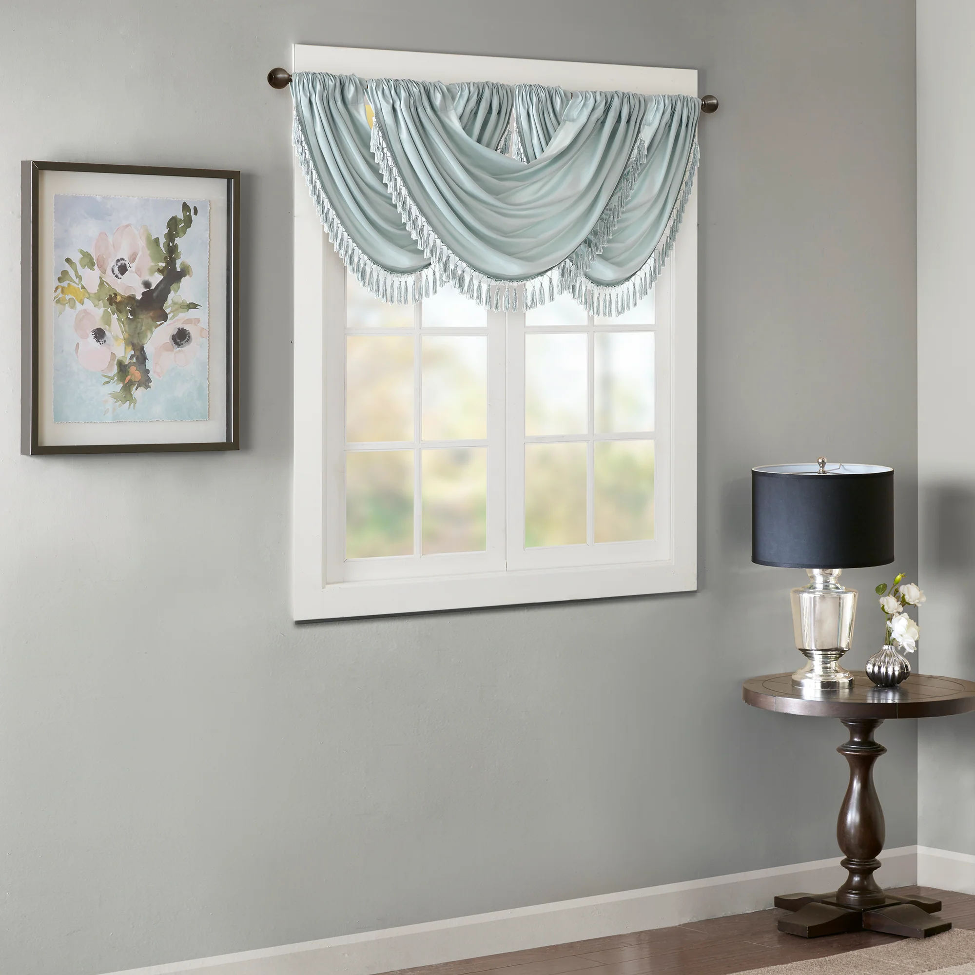 Elena Faux Silk Waterfall Embellished Valance - Image 35