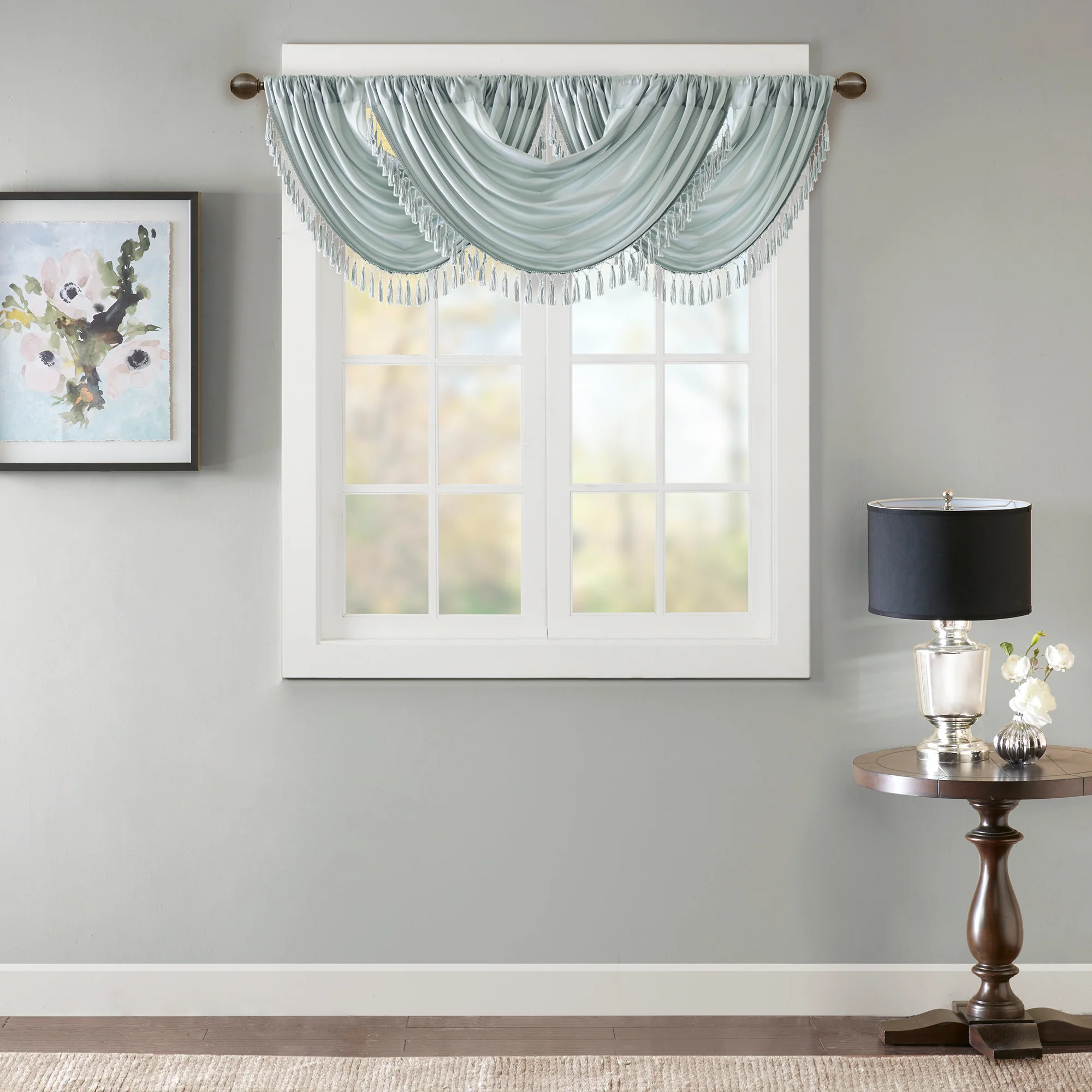Elena Faux Silk Waterfall Embellished Valance - Image 4