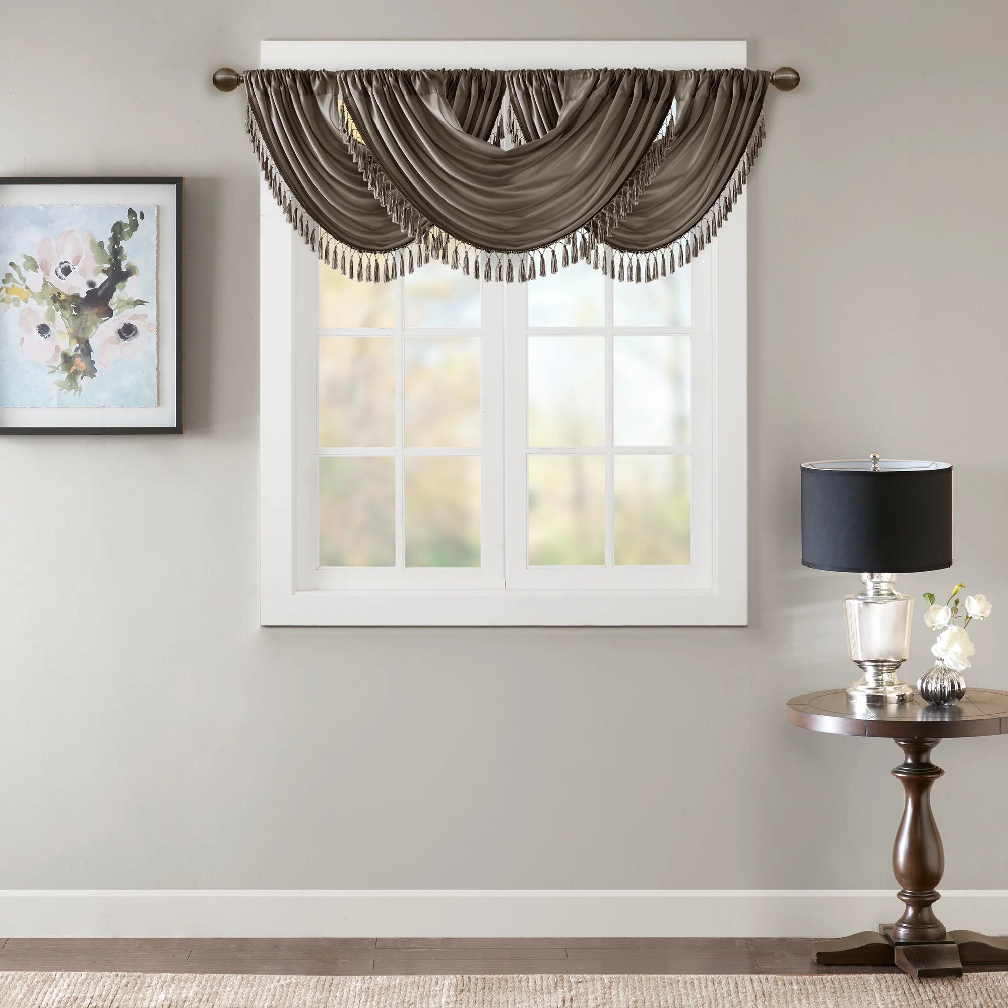 Elena Faux Silk Waterfall Embellished Valance - Image 5