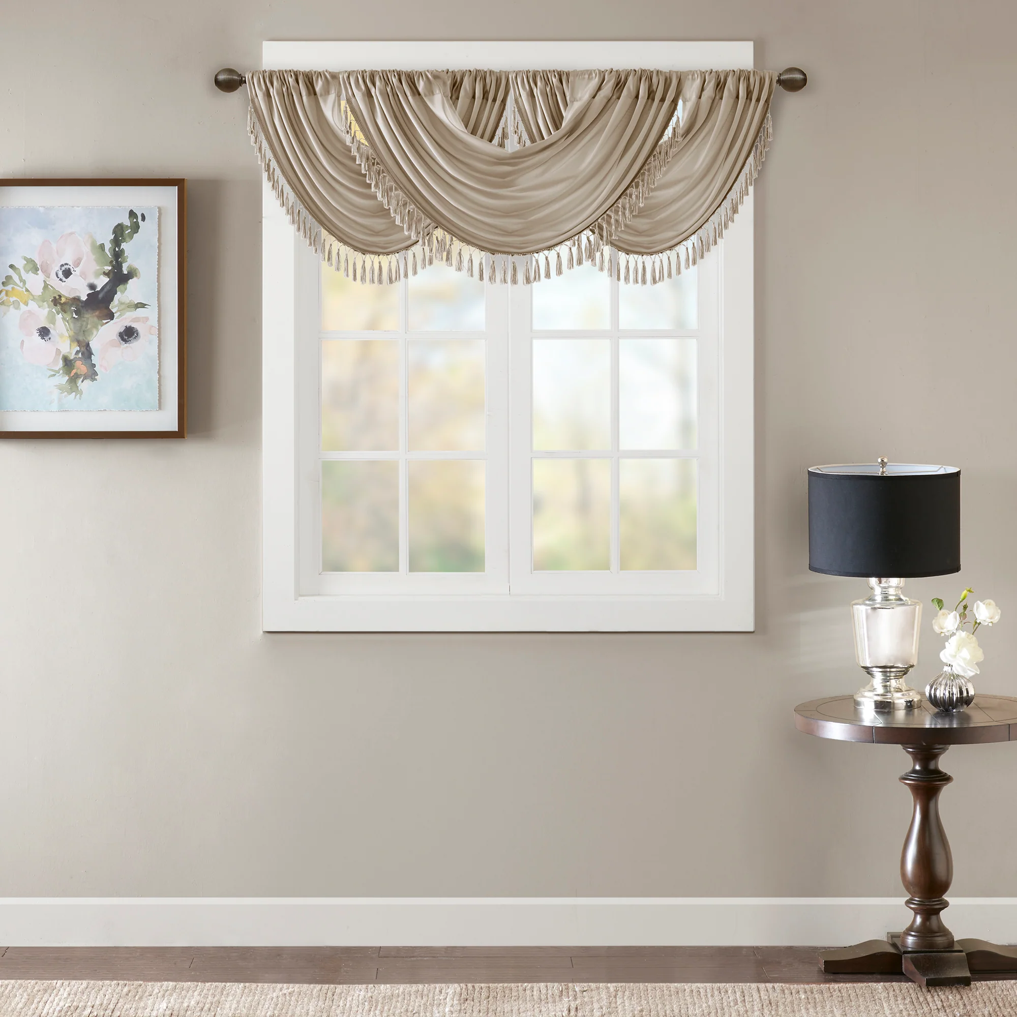 Elena Faux Silk Waterfall Embellished Valance - Image 7