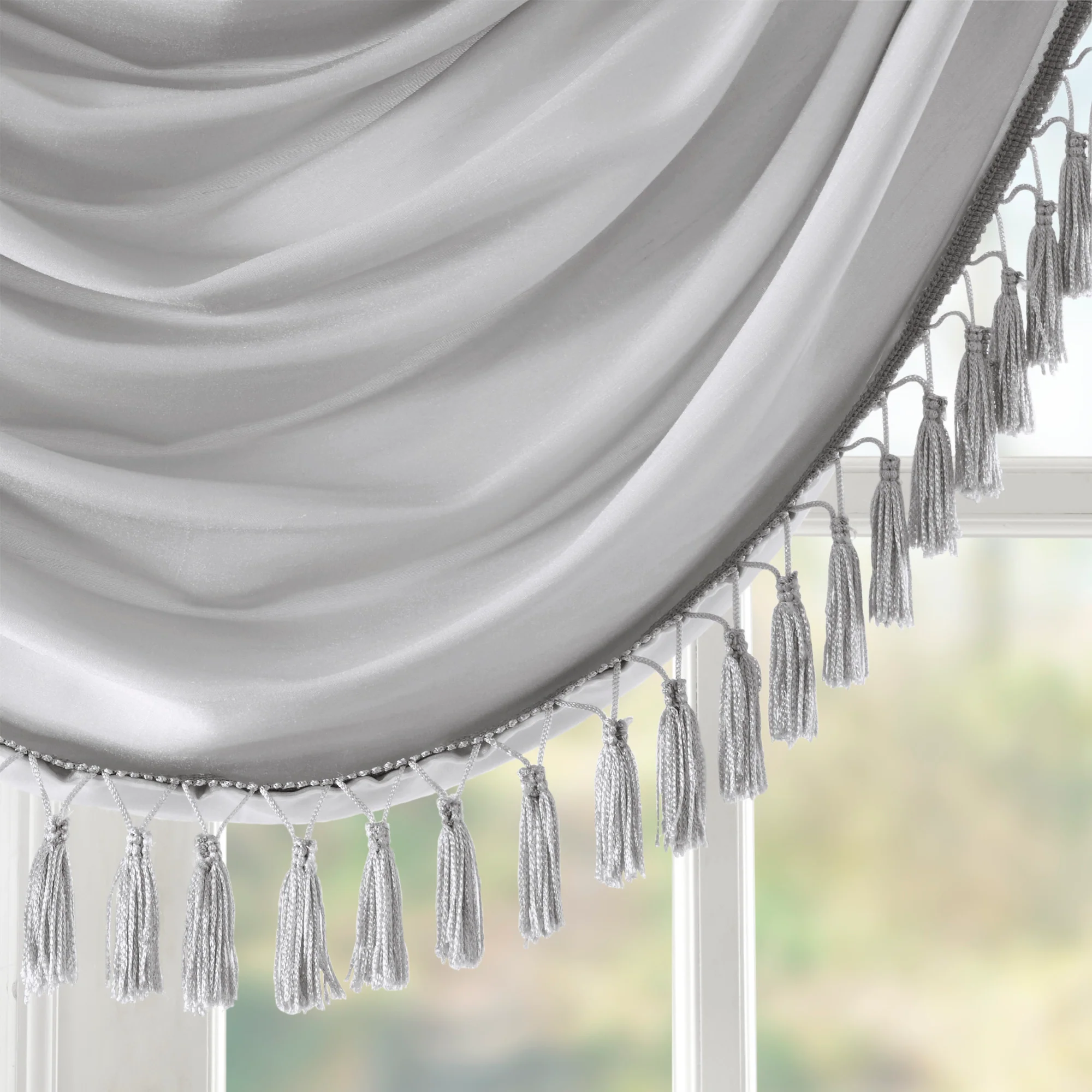Elena Faux Silk Waterfall Embellished Valance - Image 9