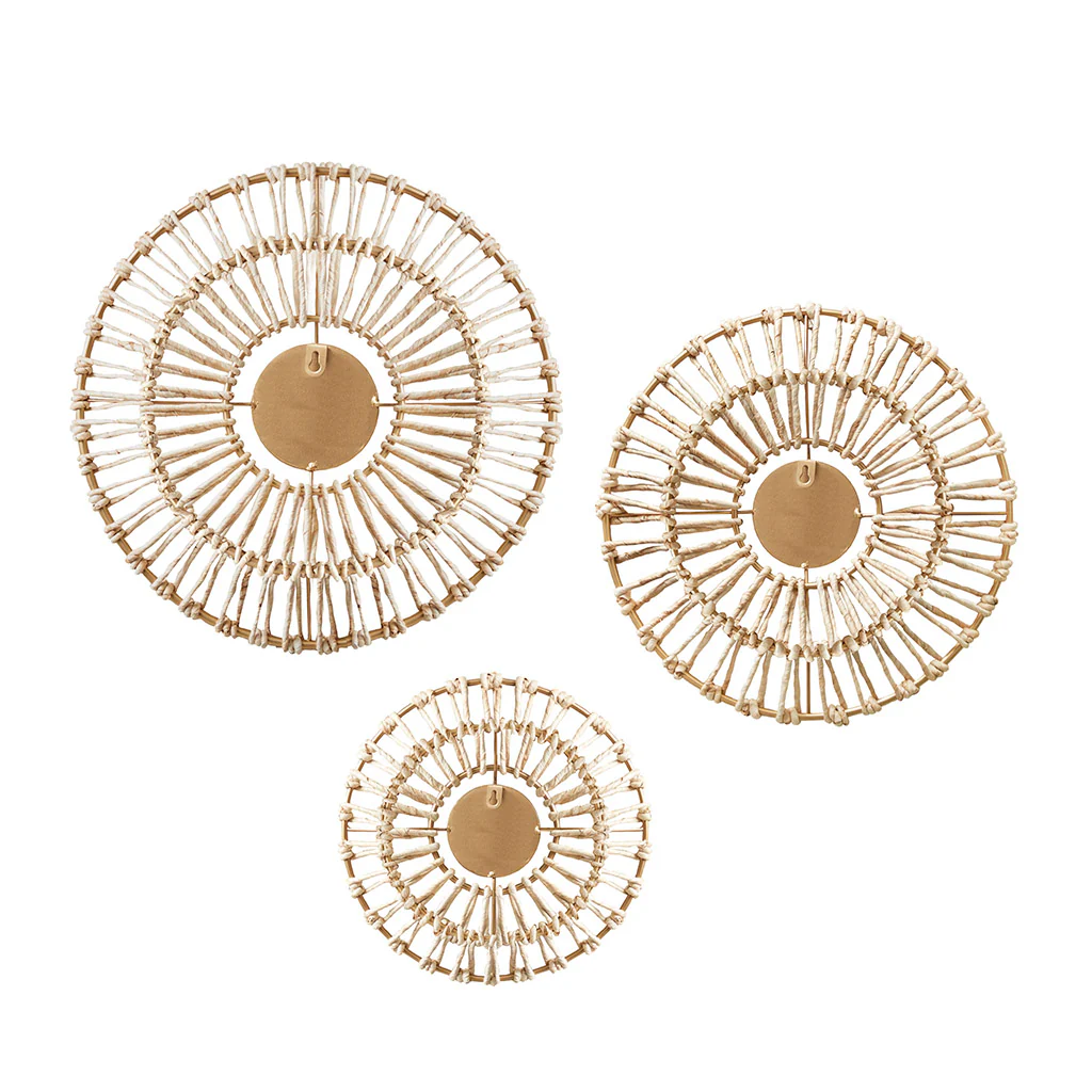 Ella Round Natural Fiber and Mirror 3-Piece Wall Decor Set - Image 6