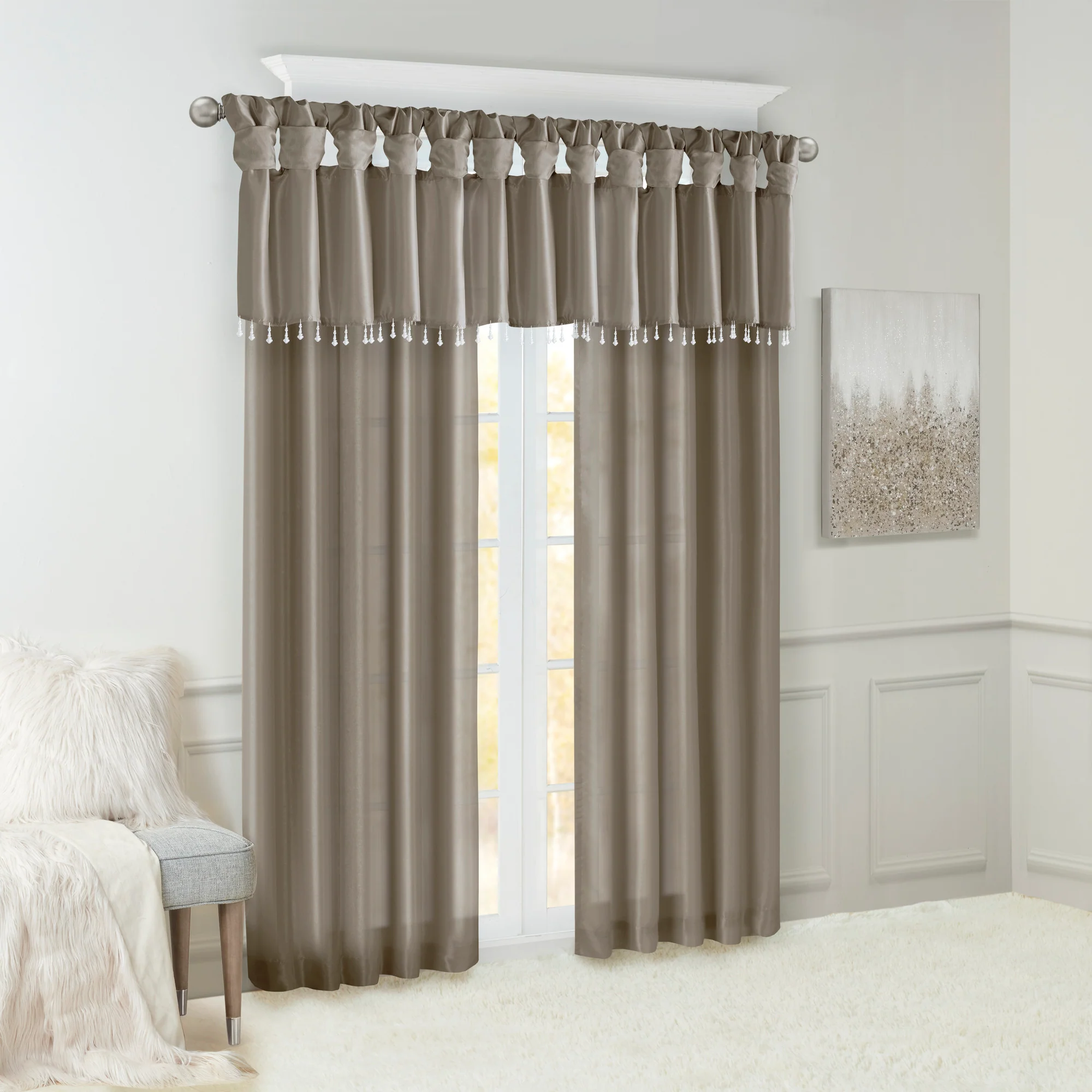 Emilia Lightweight Faux Silk Valance With Beads - Image 17