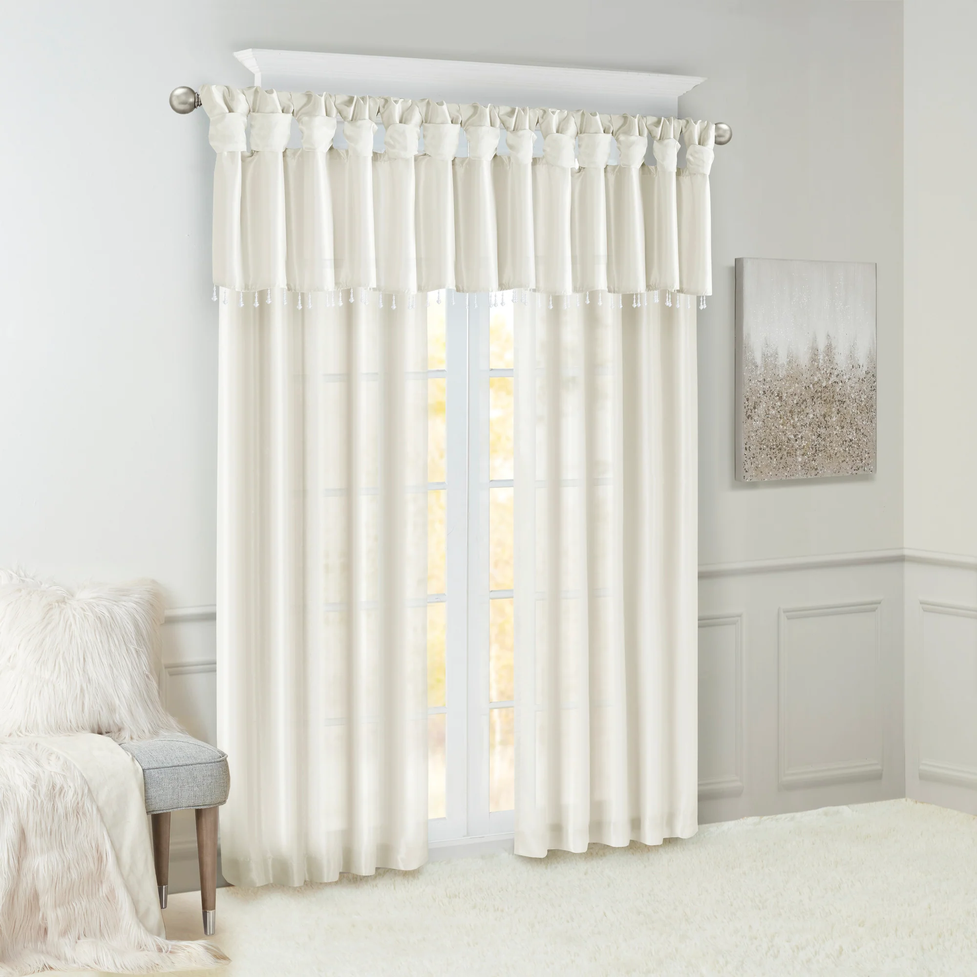 Emilia Lightweight Faux Silk Valance With Beads - Image 18