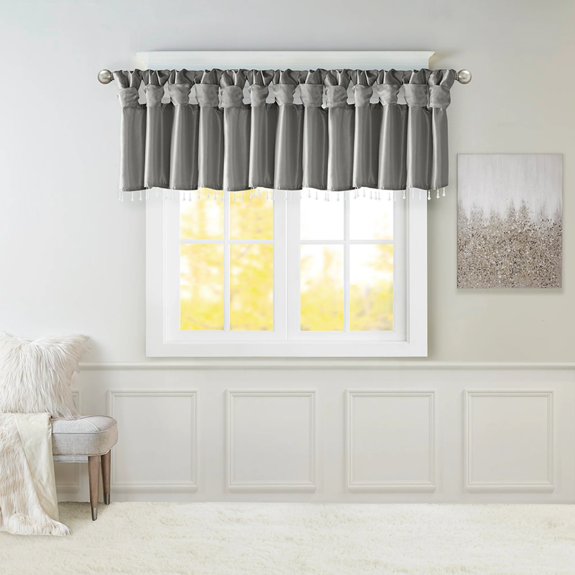 Emilia Lightweight Faux Silk Valance With Beads - Image 2