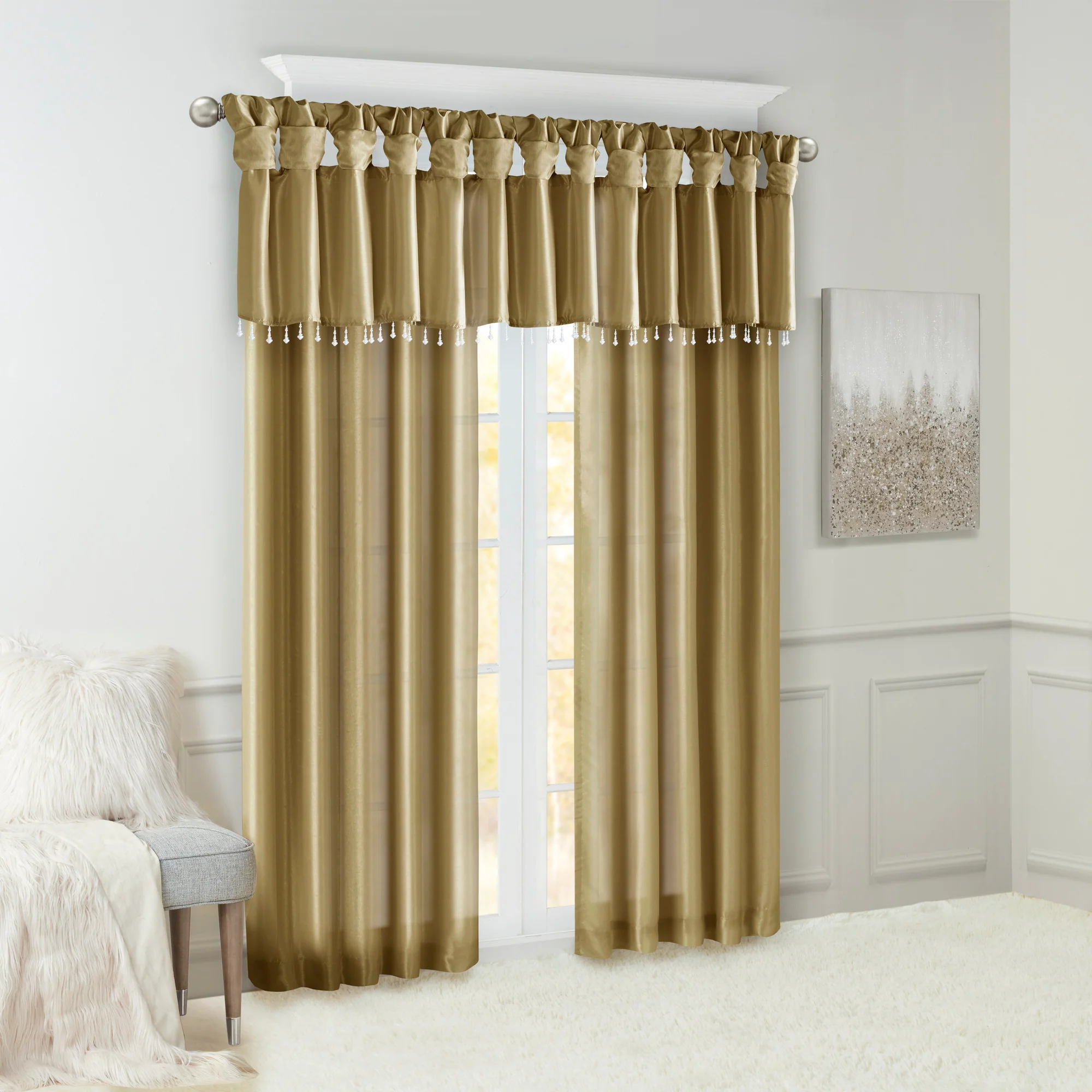 Emilia Lightweight Faux Silk Valance With Beads - Image 23