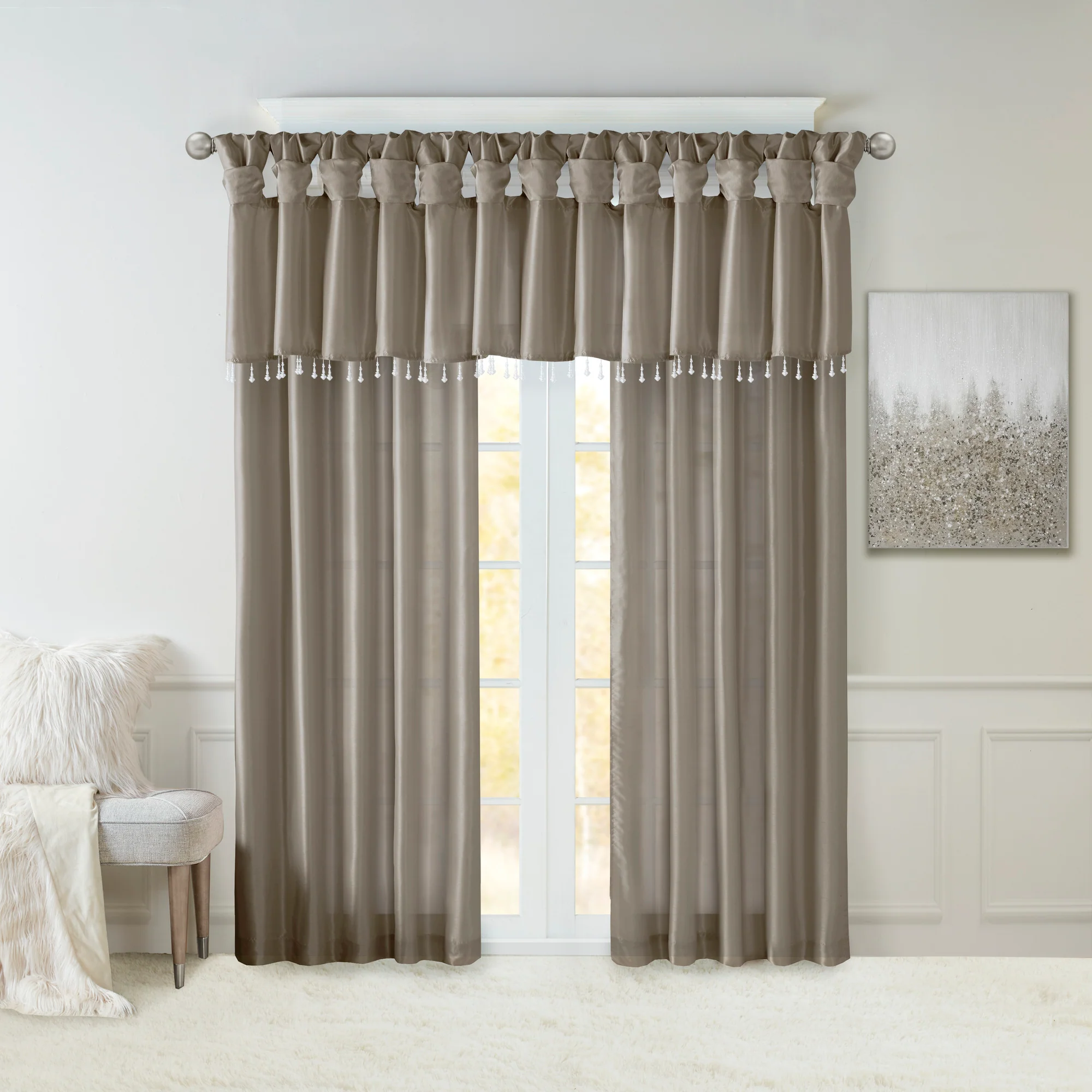 Emilia Lightweight Faux Silk Valance With Beads - Image 25