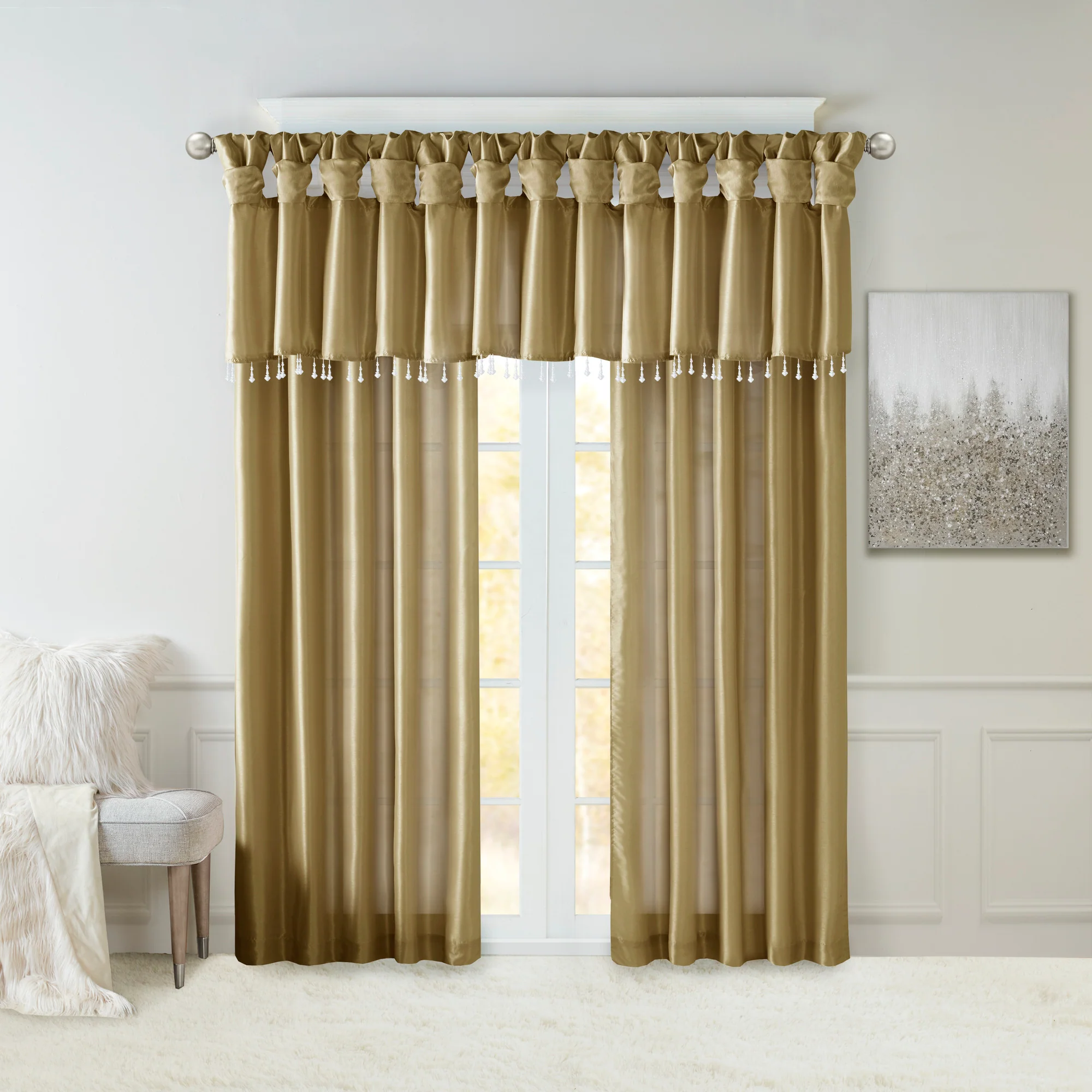 Emilia Lightweight Faux Silk Valance With Beads - Image 28
