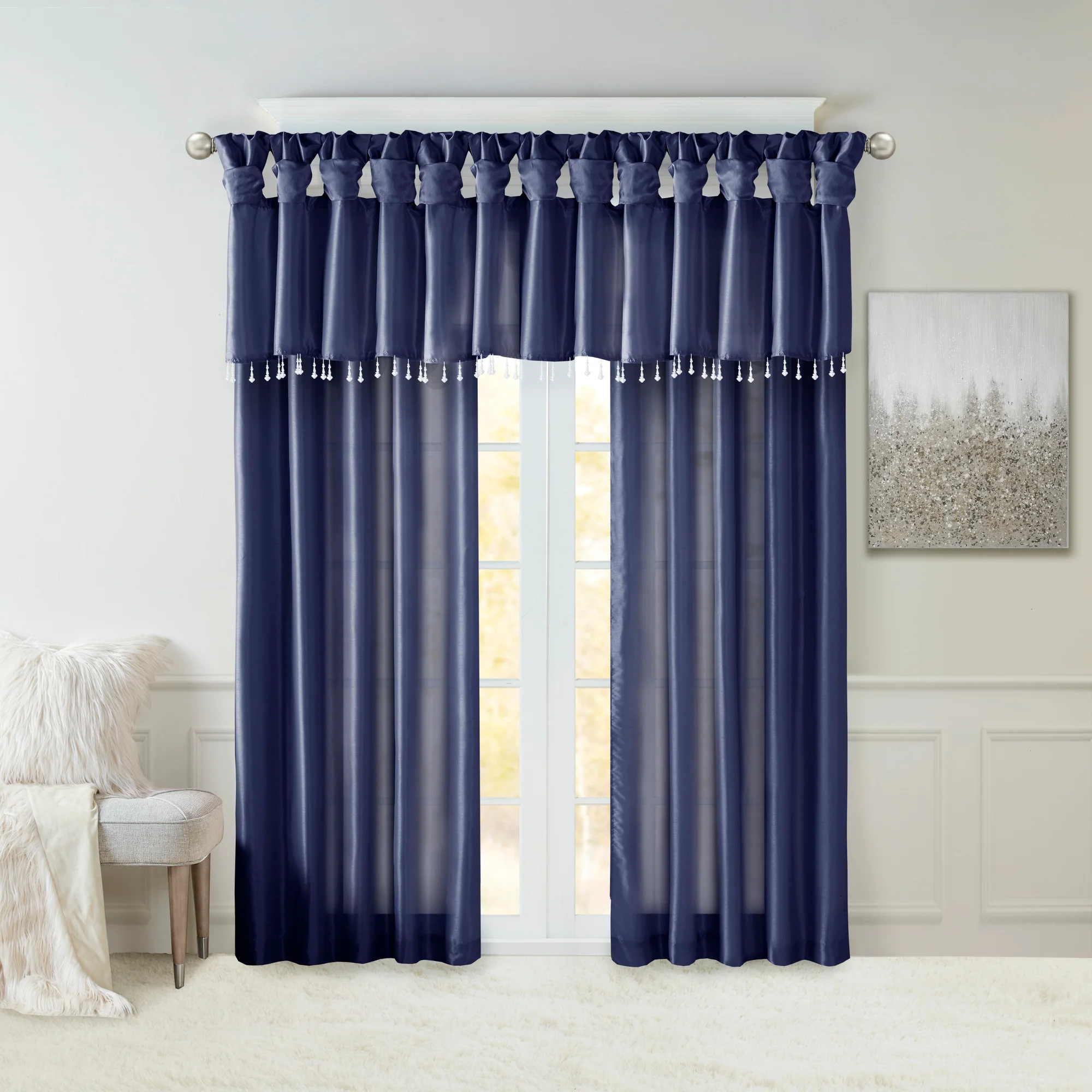 Emilia Lightweight Faux Silk Valance With Beads - Image 29