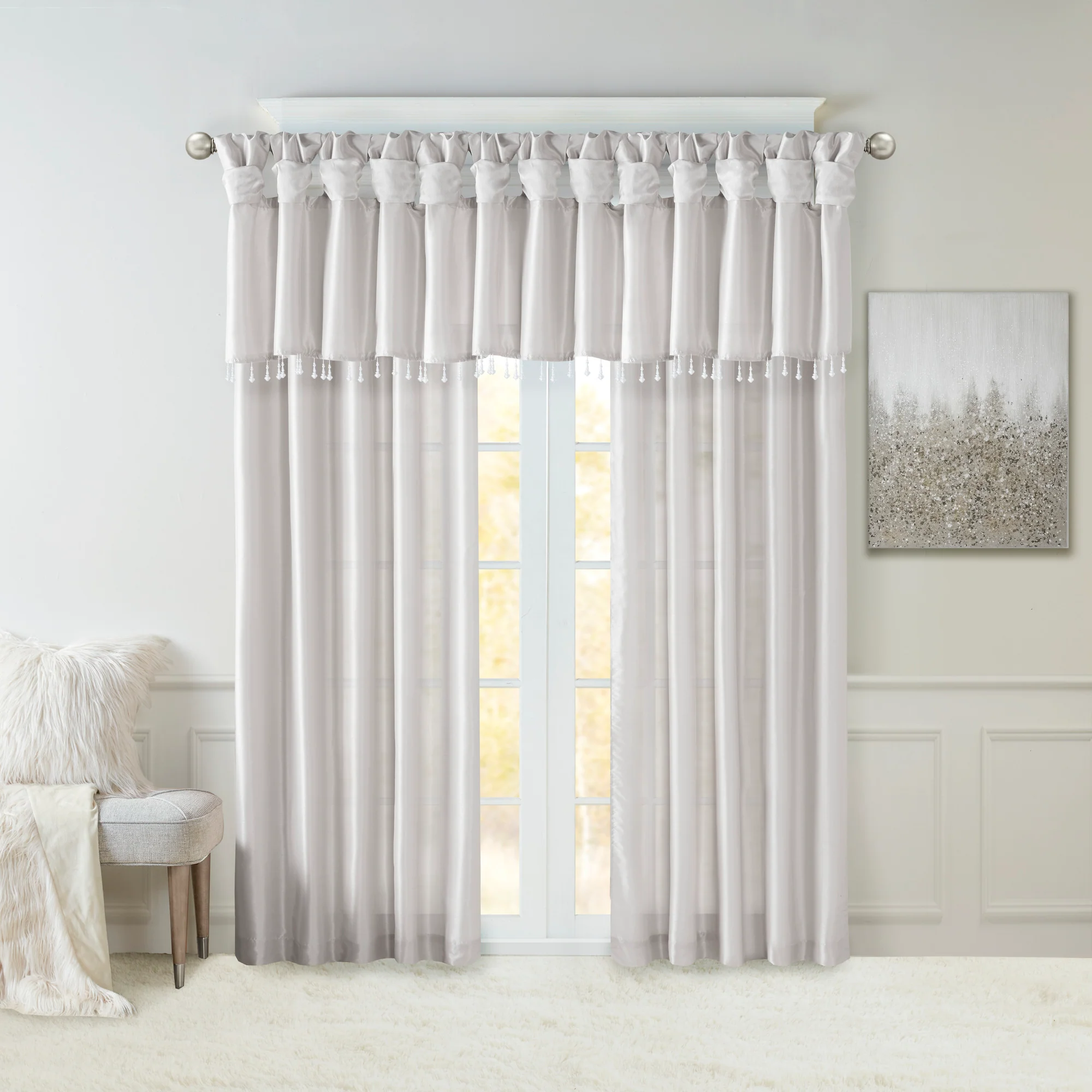Emilia Lightweight Faux Silk Valance With Beads - Image 30