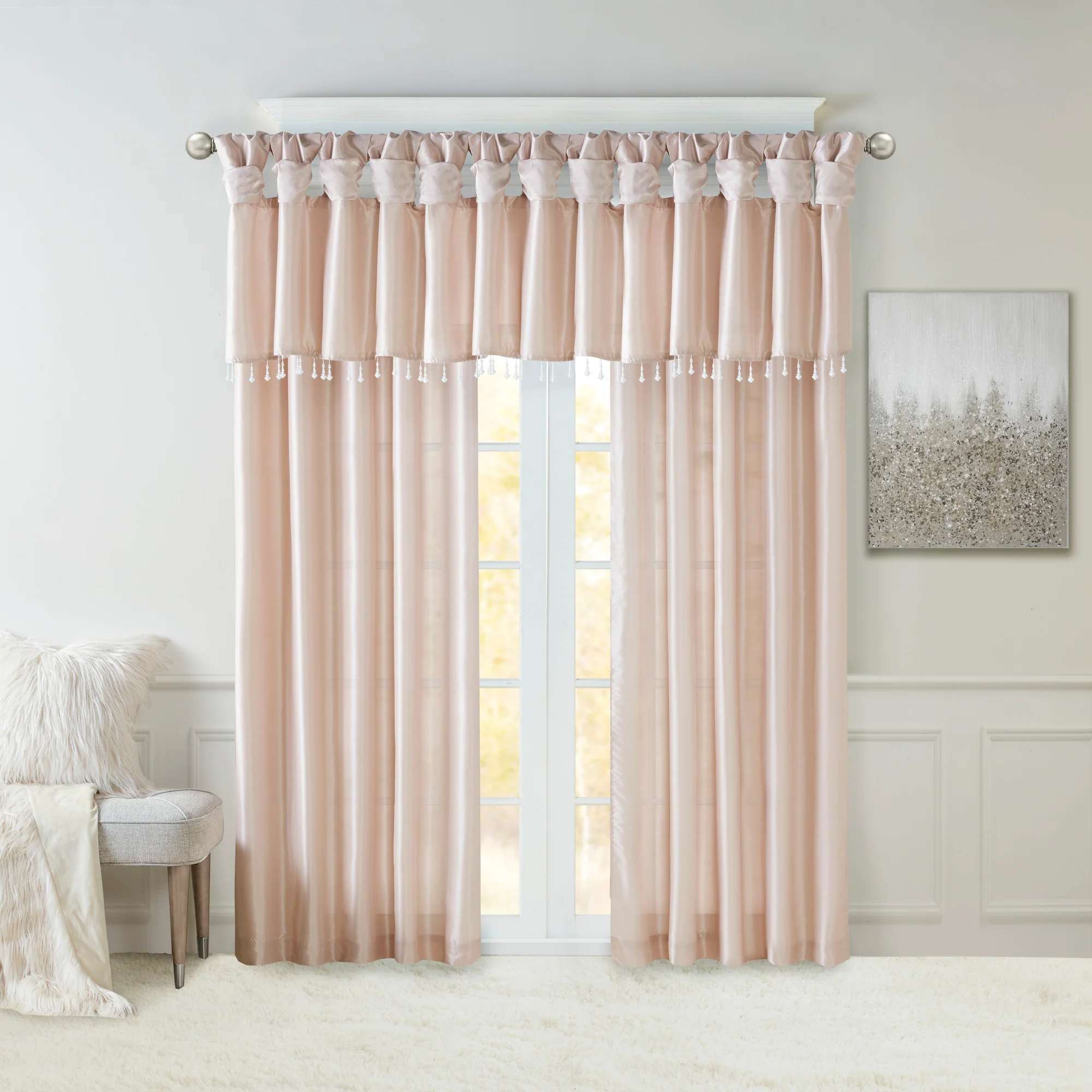 Emilia Lightweight Faux Silk Valance With Beads - Image 31