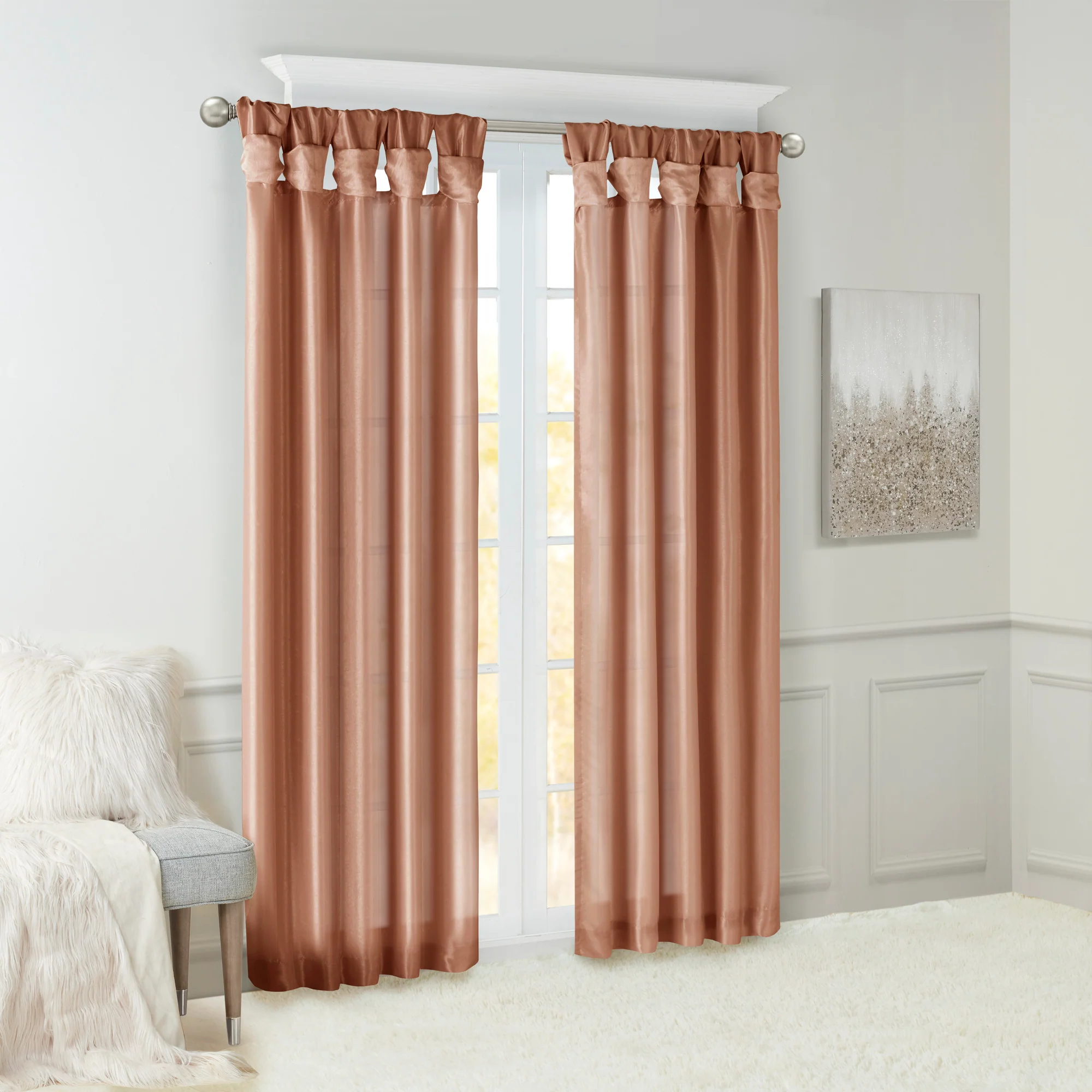 Emilia Twist Tab Lined Window Curtain Panel - Image 62