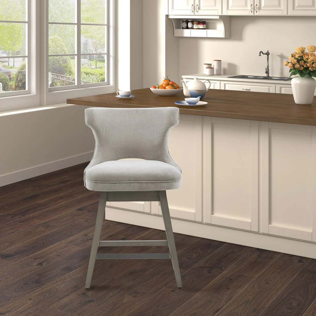 Emmett 360-degree swivel counter stool with nailheads - Image 2