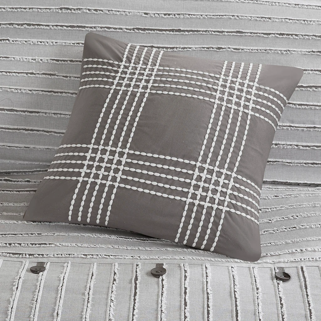 Essence Oversized Cotton Clipped Jacquard Comforter Set with Euro Shams and Throw Pillows - Image 17