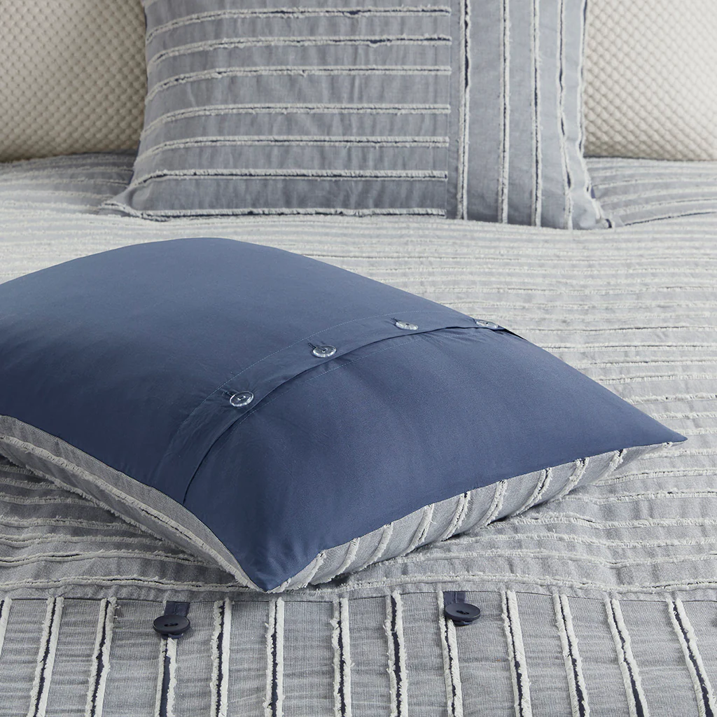Essence Oversized Cotton Clipped Jacquard Comforter Set with Euro Shams and Throw Pillows - Image 18