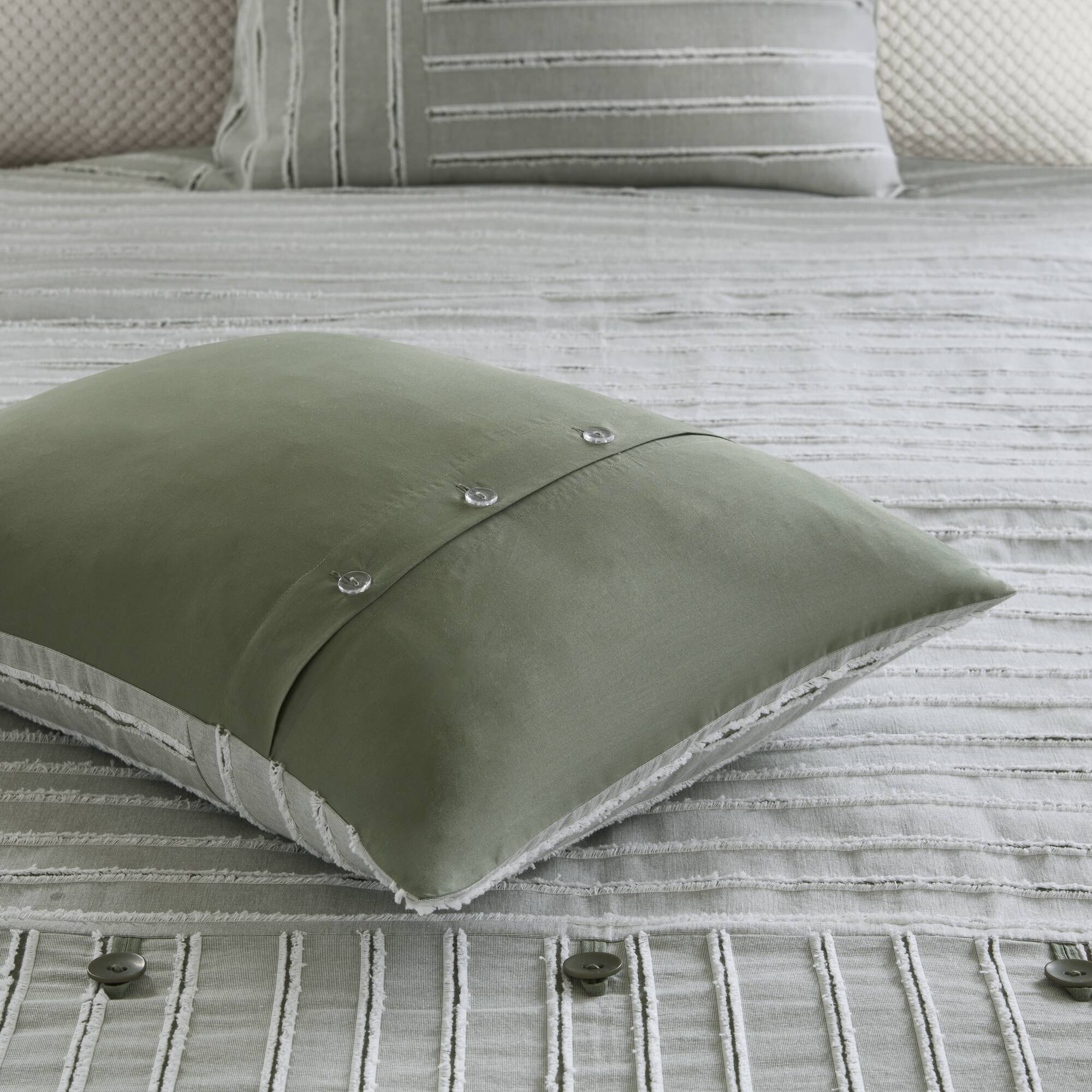 Essence Oversized Cotton Clipped Jacquard Comforter Set with Euro Shams and Throw Pillows - Image 19