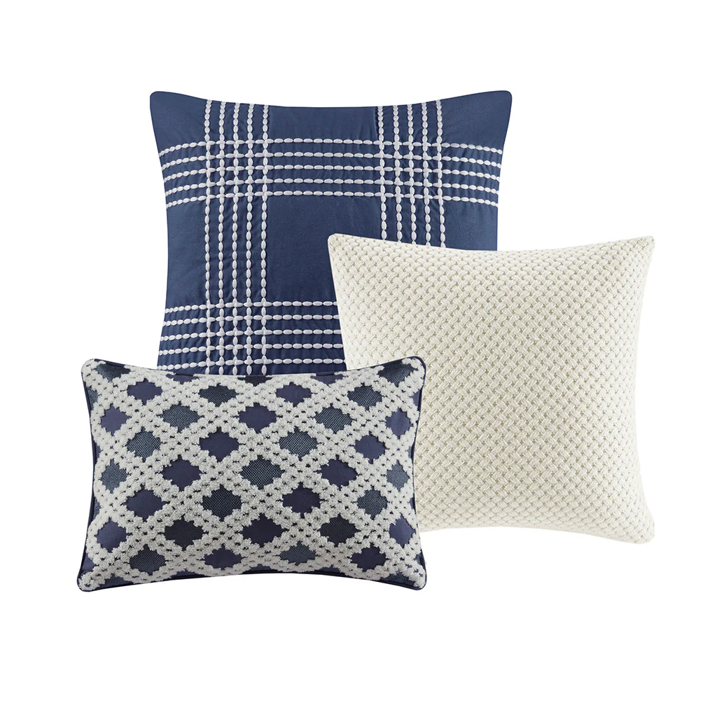 Essence Oversized Cotton Clipped Jacquard Comforter Set with Euro Shams and Throw Pillows - Image 66