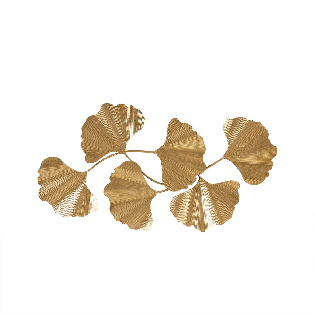 Faye Gold Foil Metal Ginkgo Leaf Wall Decor - Image 2