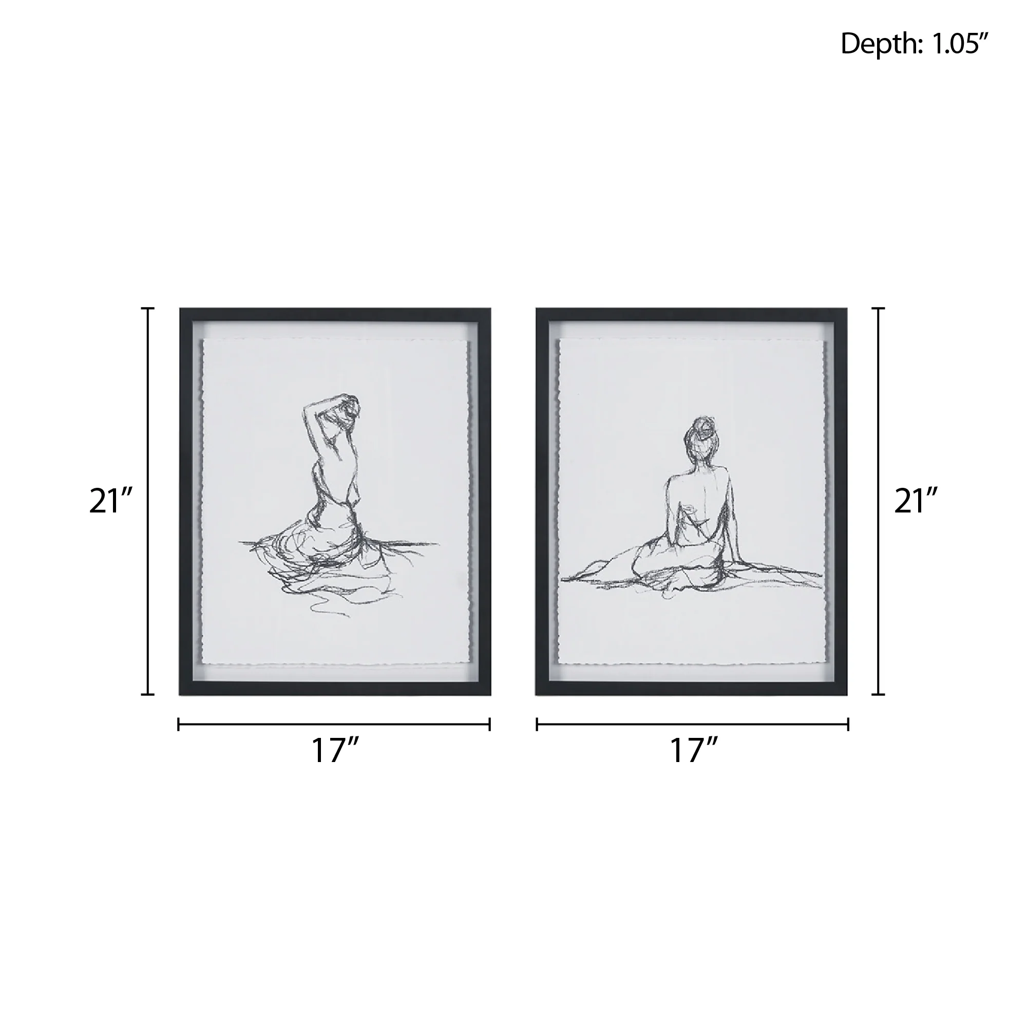 Feminine Figures Sketch 2-Piece Framed Glass and Matted Wall Art Set - Image 8