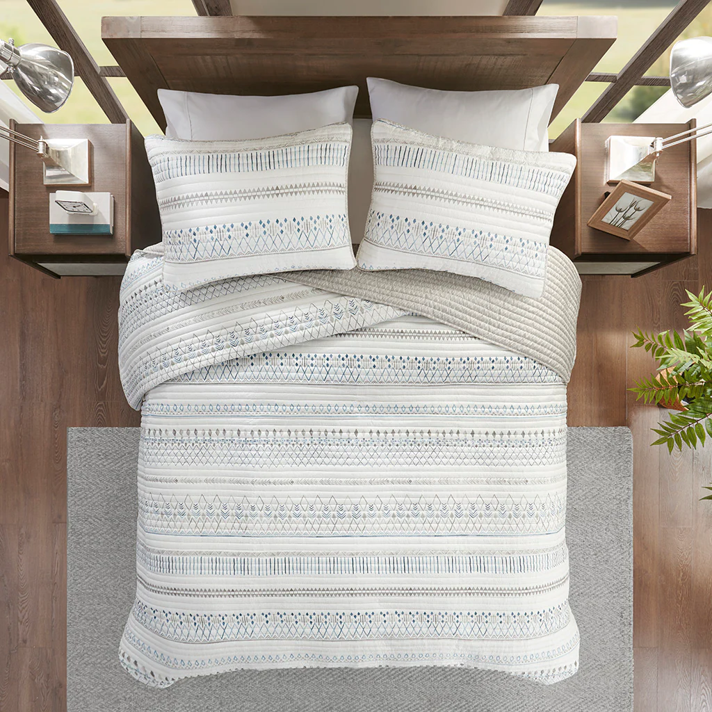 Fraser 3-Piece Printed Microfiber Seersucker Quilt Set - Image 18