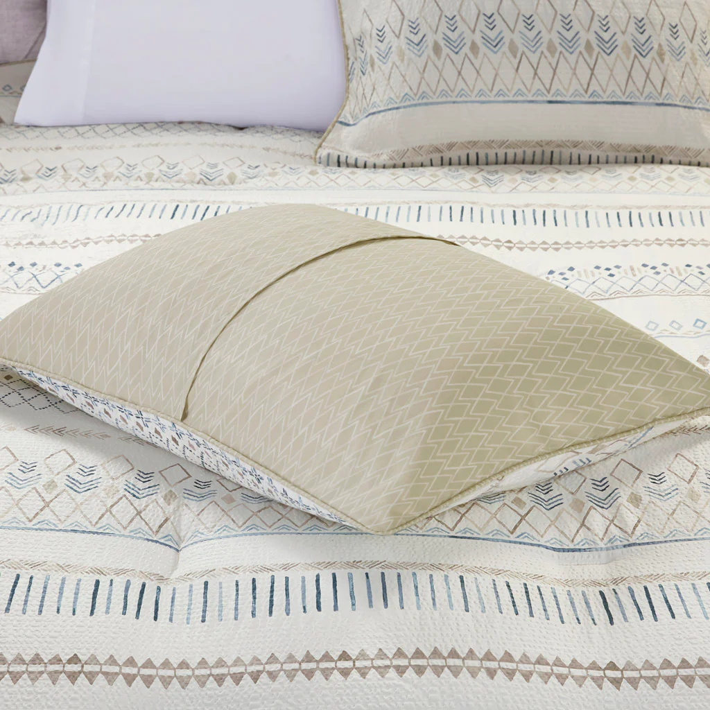 Fraser 5-Piece Printed Seersucker Comforter Set with Throw Pillows - Image 15