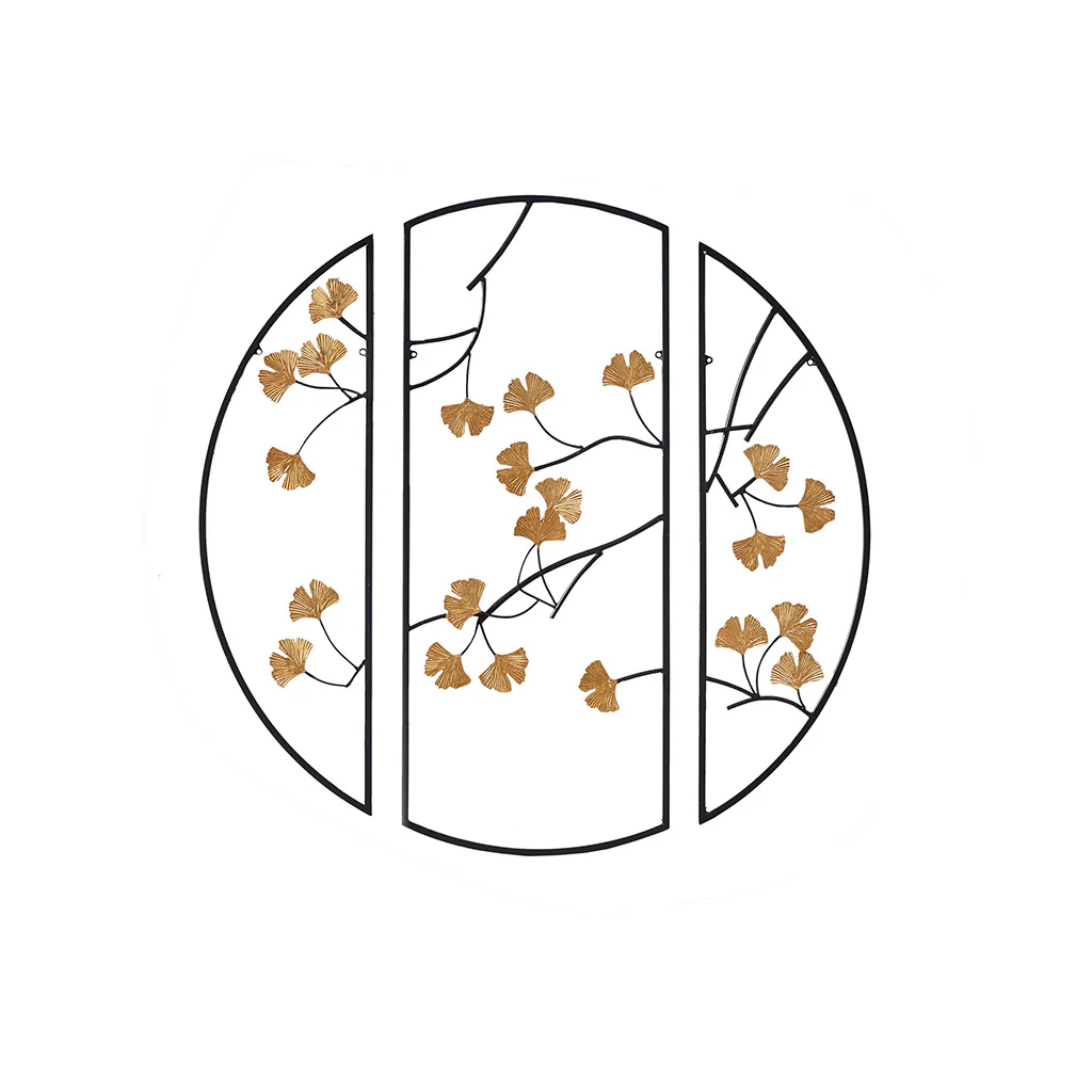 Golden Gingko Leaves 3-Piece Metal Wall Decor Set - Image 3
