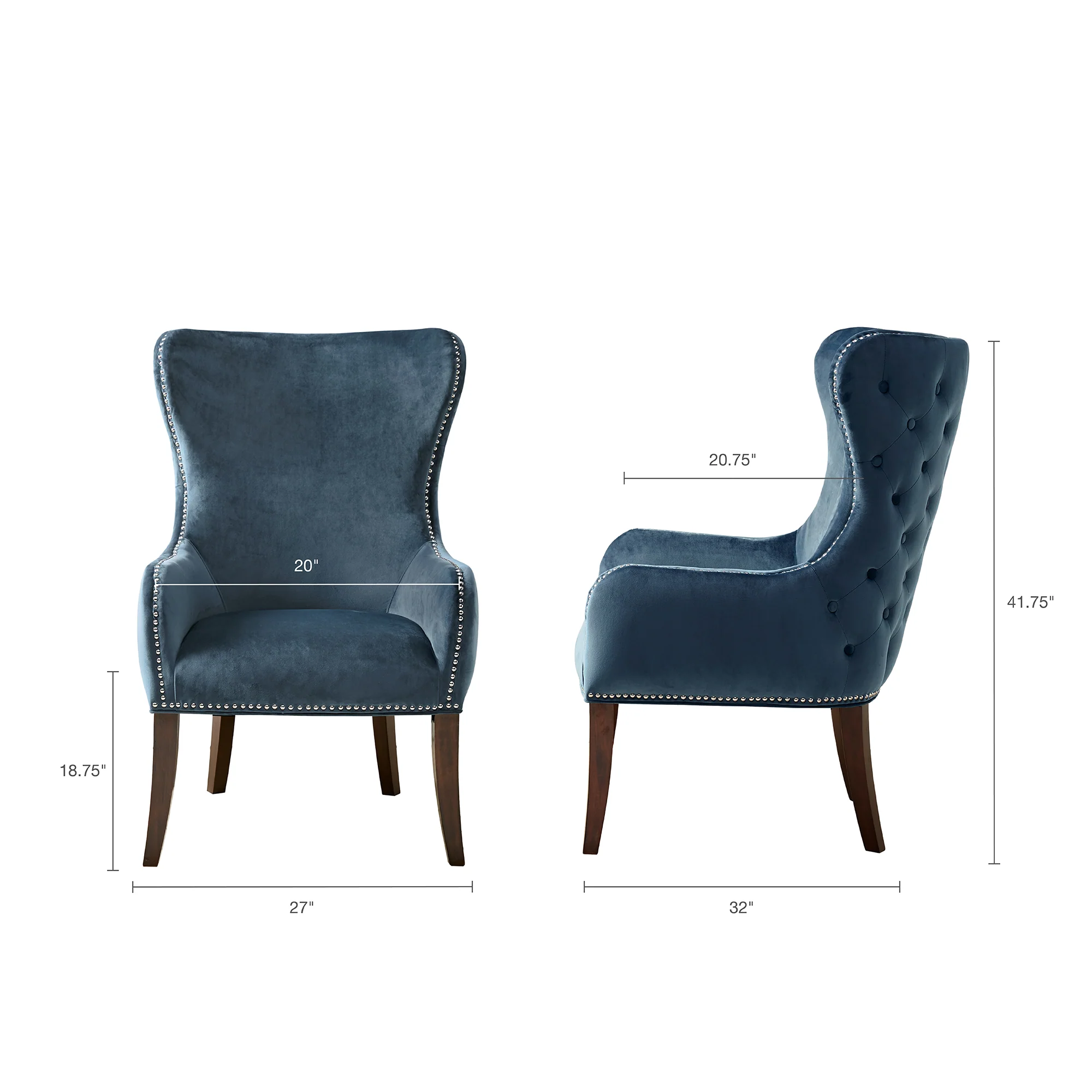 Hancock Button Tufted Wingback Accent Chair with Nailhead Trim - Image 10