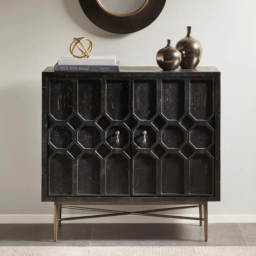Hanley Honeycomb 2-door wood storage cabinet - Image 8
