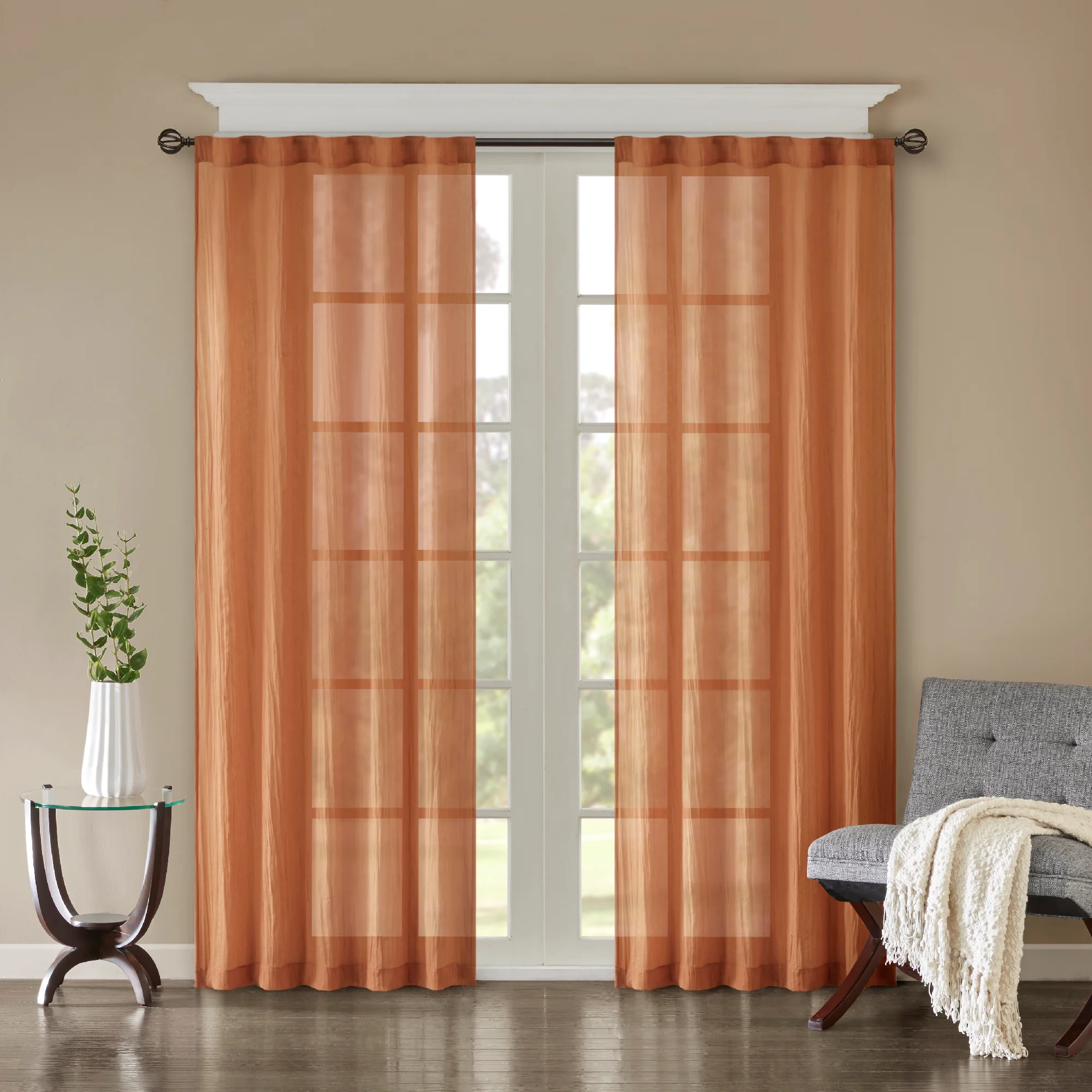 Harper Solid Crushed Curtain Panel Pair - Image 11