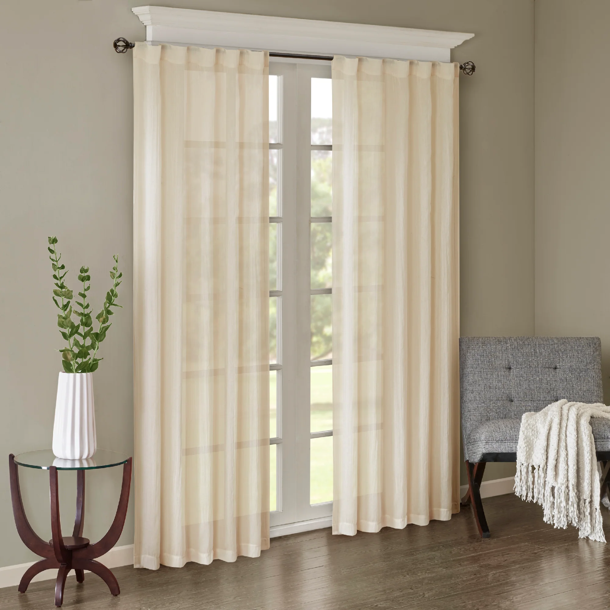 Harper Solid Crushed Curtain Panel Pair - Image 2
