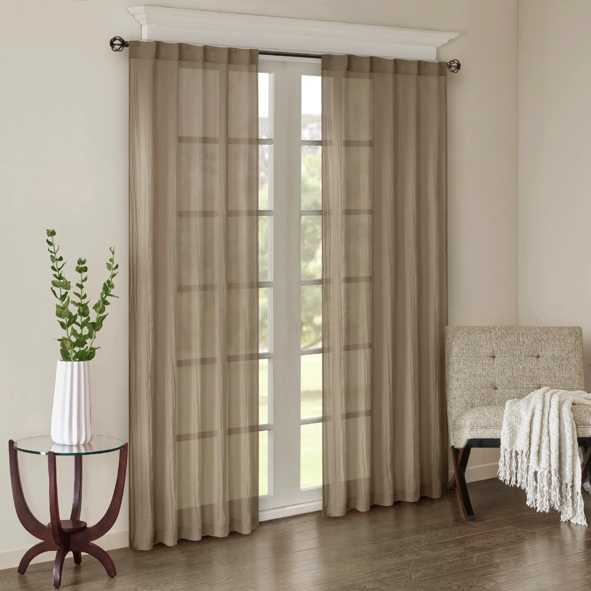 Harper Solid Crushed Curtain Panel Pair - Image 3