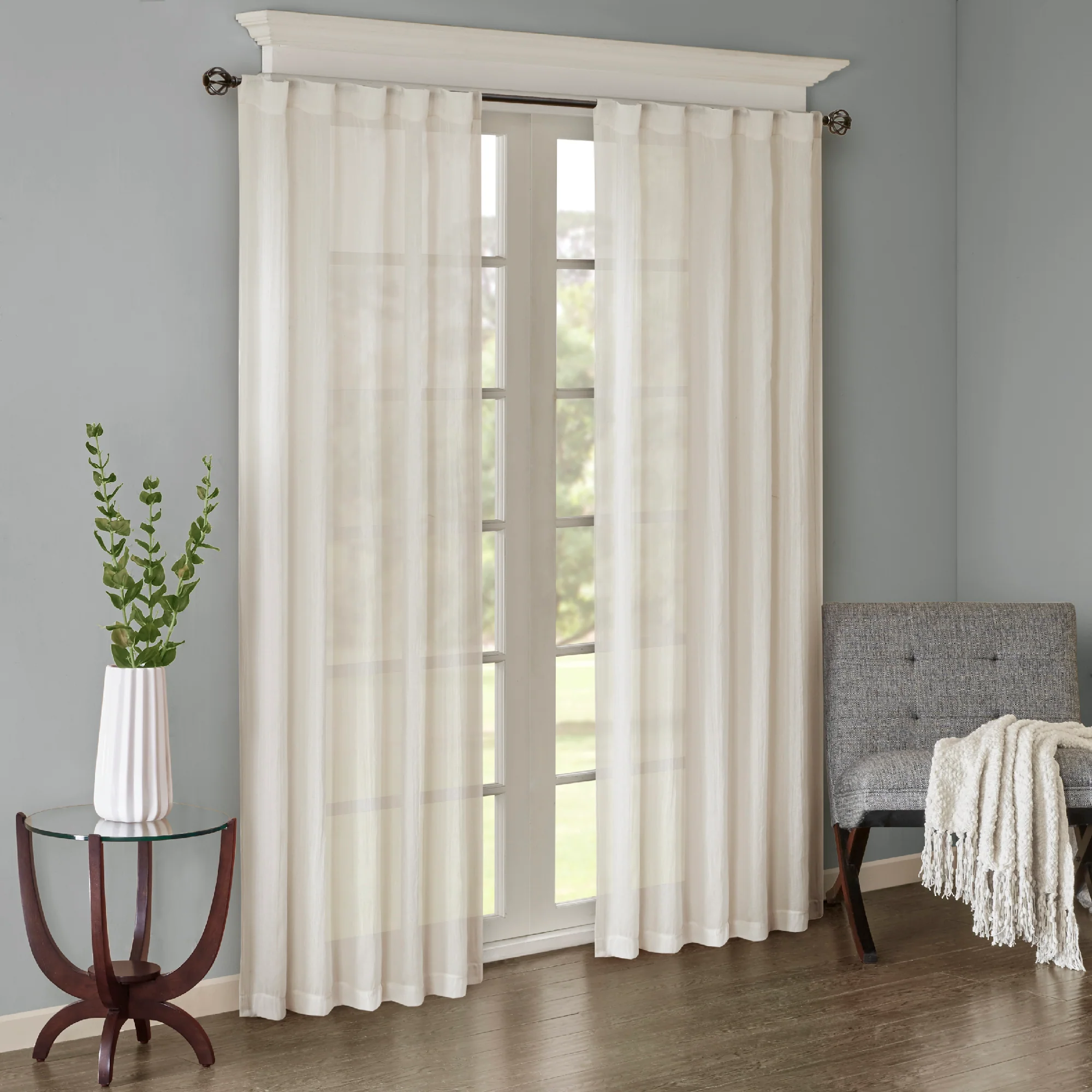 Harper Solid Crushed Curtain Panel Pair - Image 4