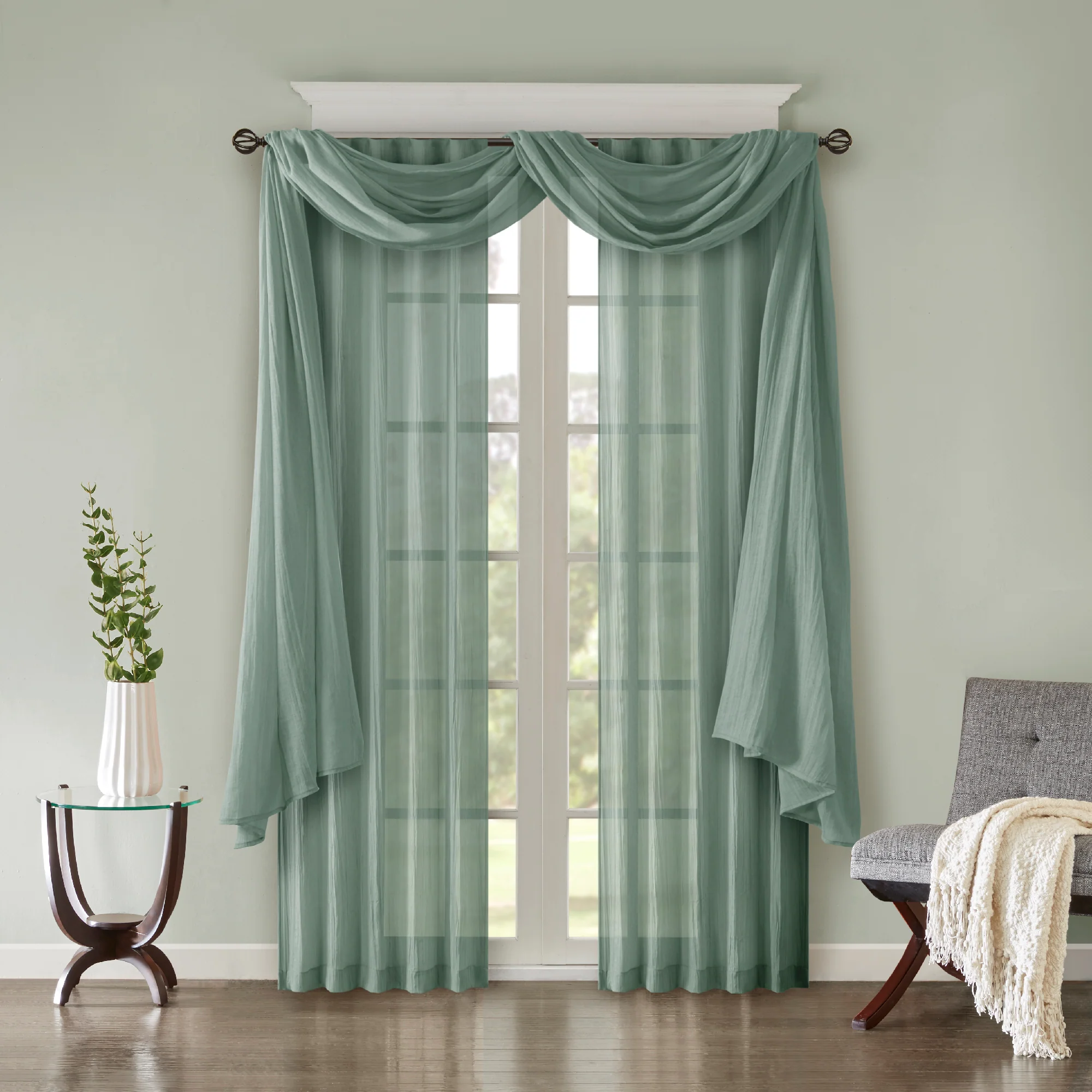 Harper Solid Crushed Curtain Panel Pair - Image 57