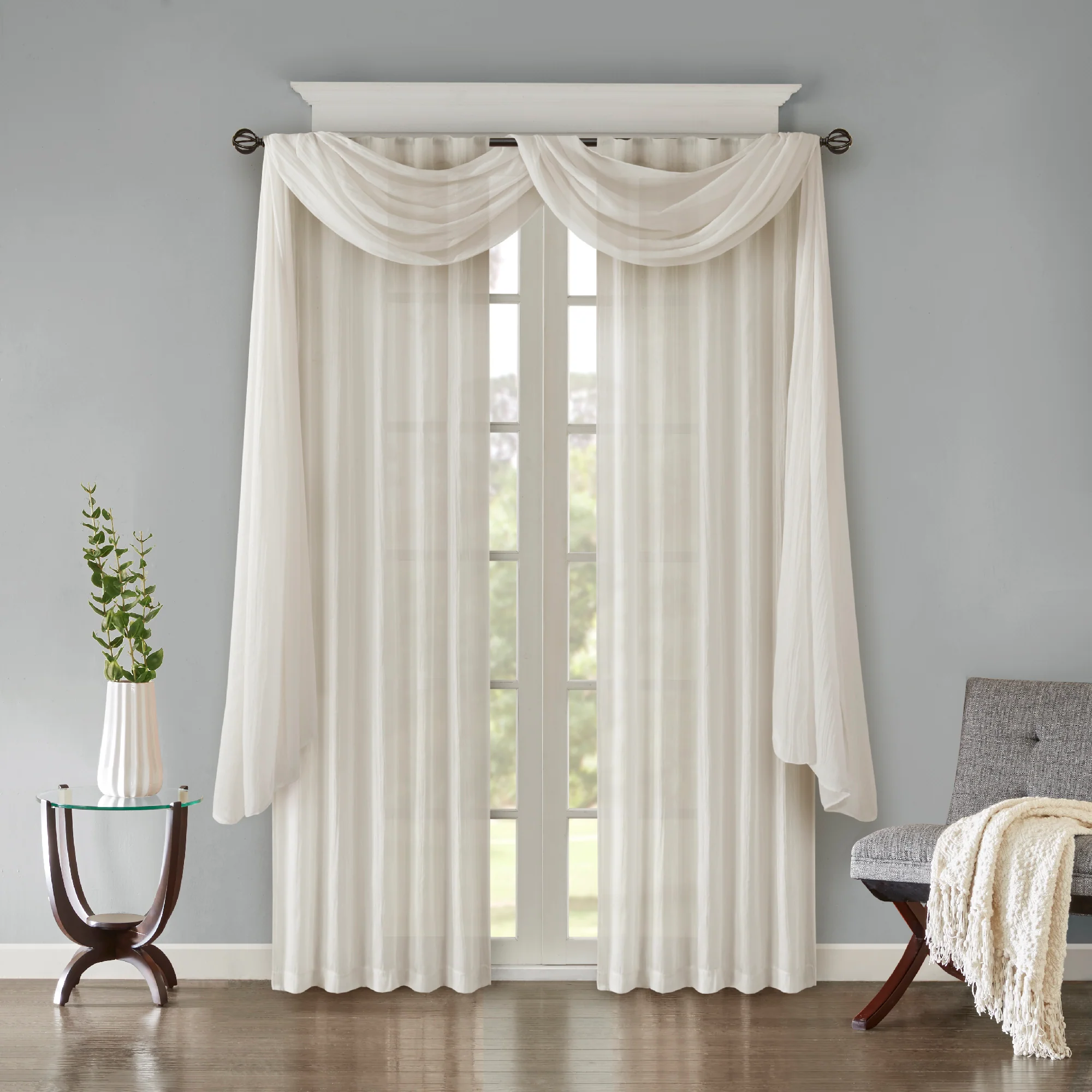 Harper Solid Crushed Curtain Panel Pair - Image 59