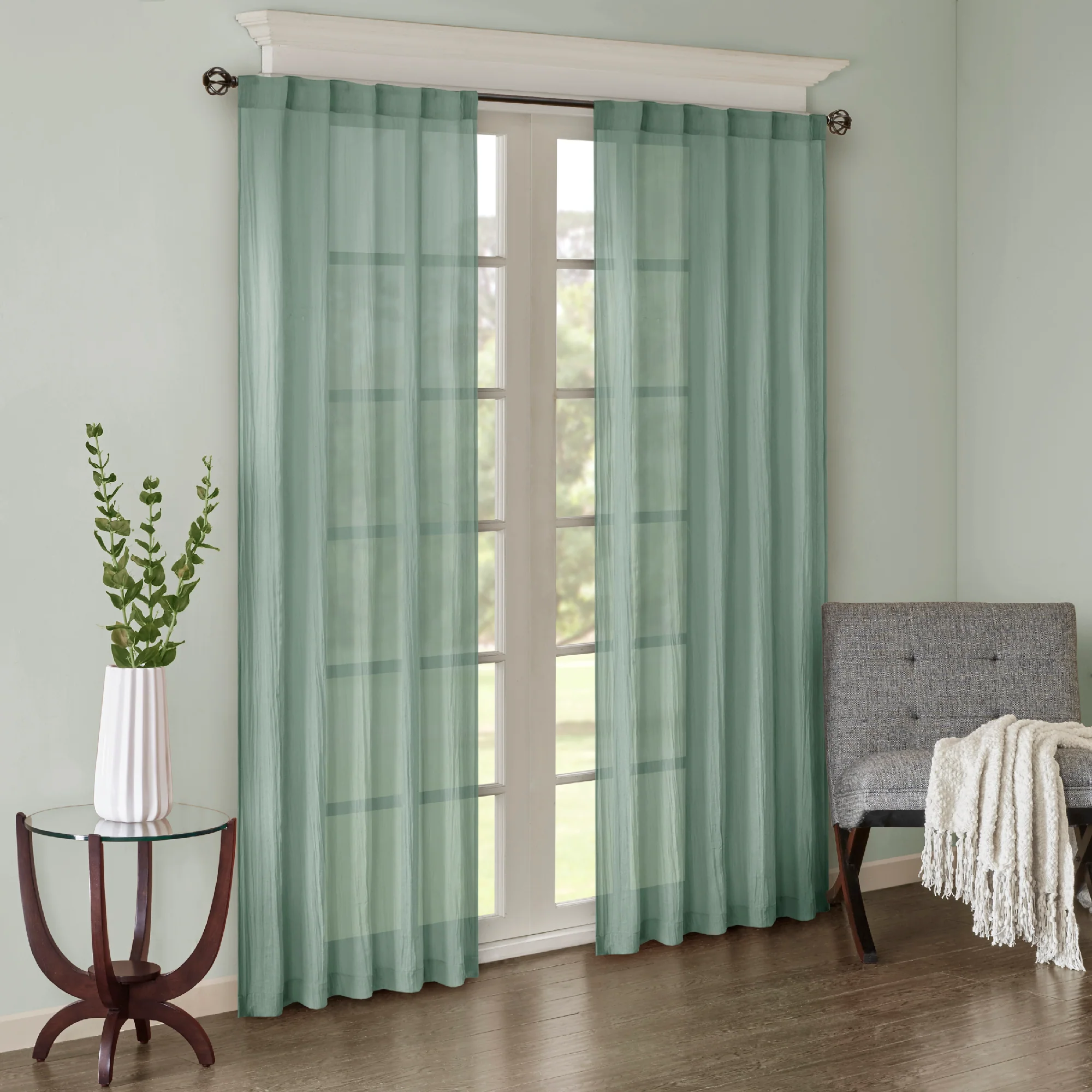 Harper Solid Crushed Curtain Panel Pair - Image 6