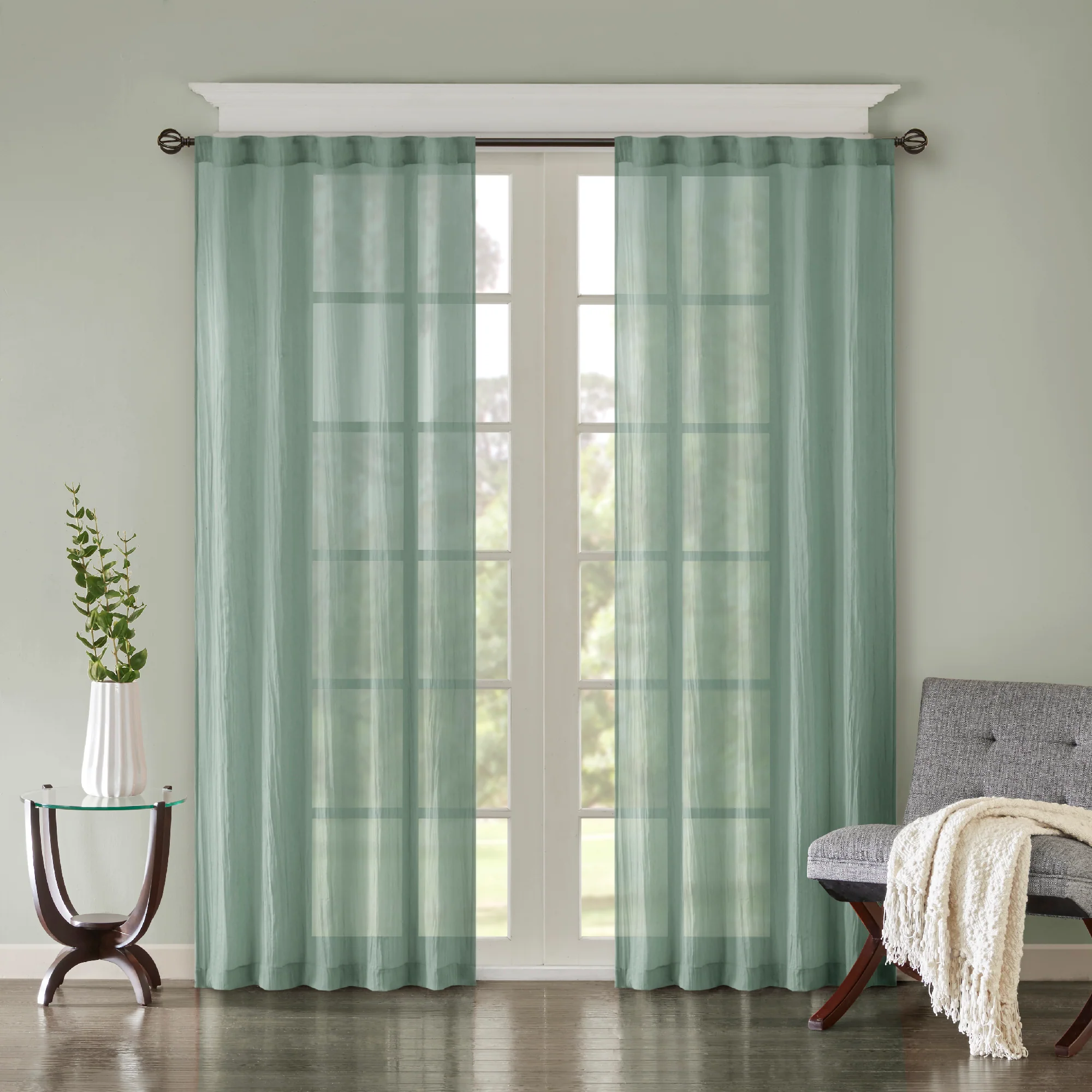 Harper Solid Crushed Curtain Panel Pair - Image 7
