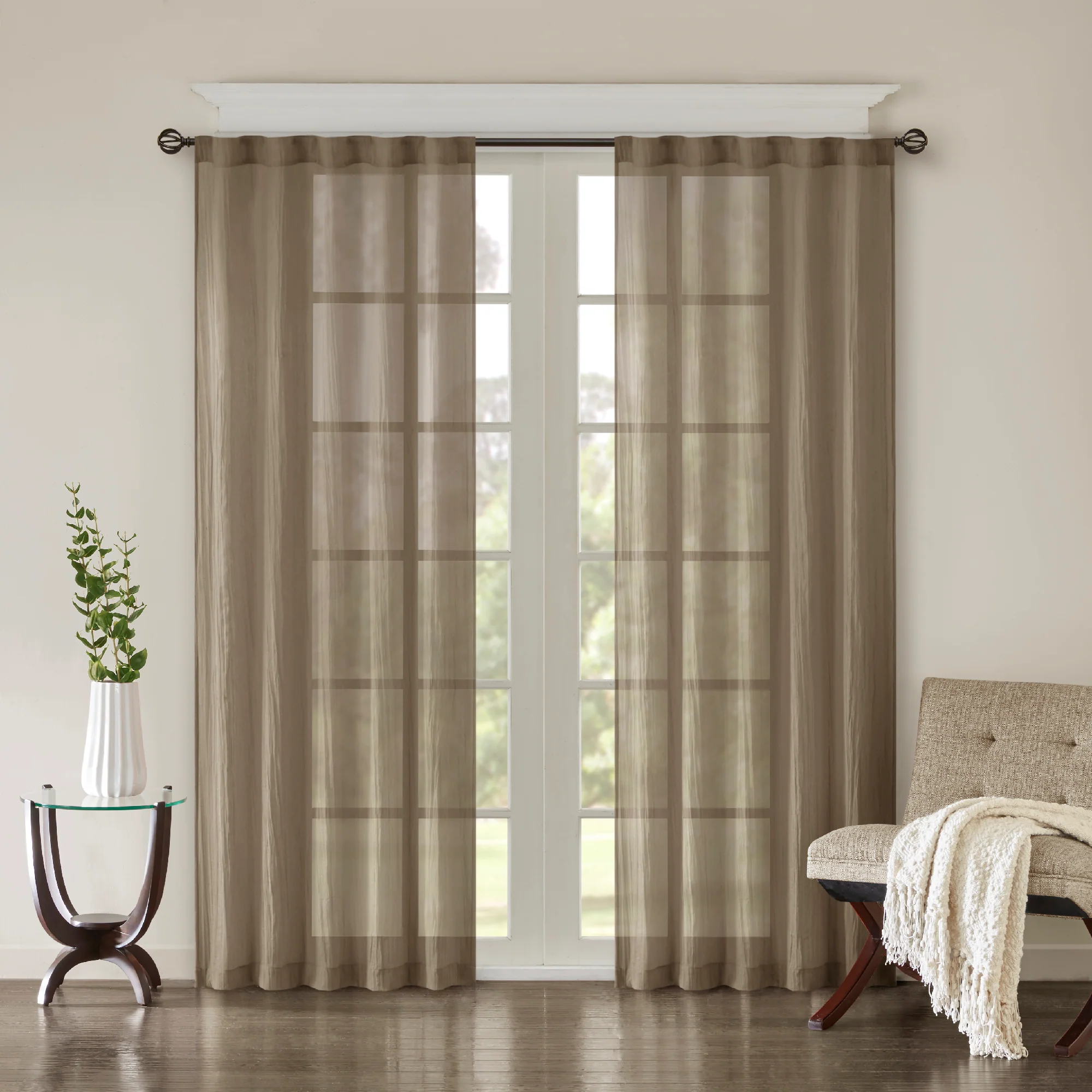 Harper Solid Crushed Curtain Panel Pair - Image 8