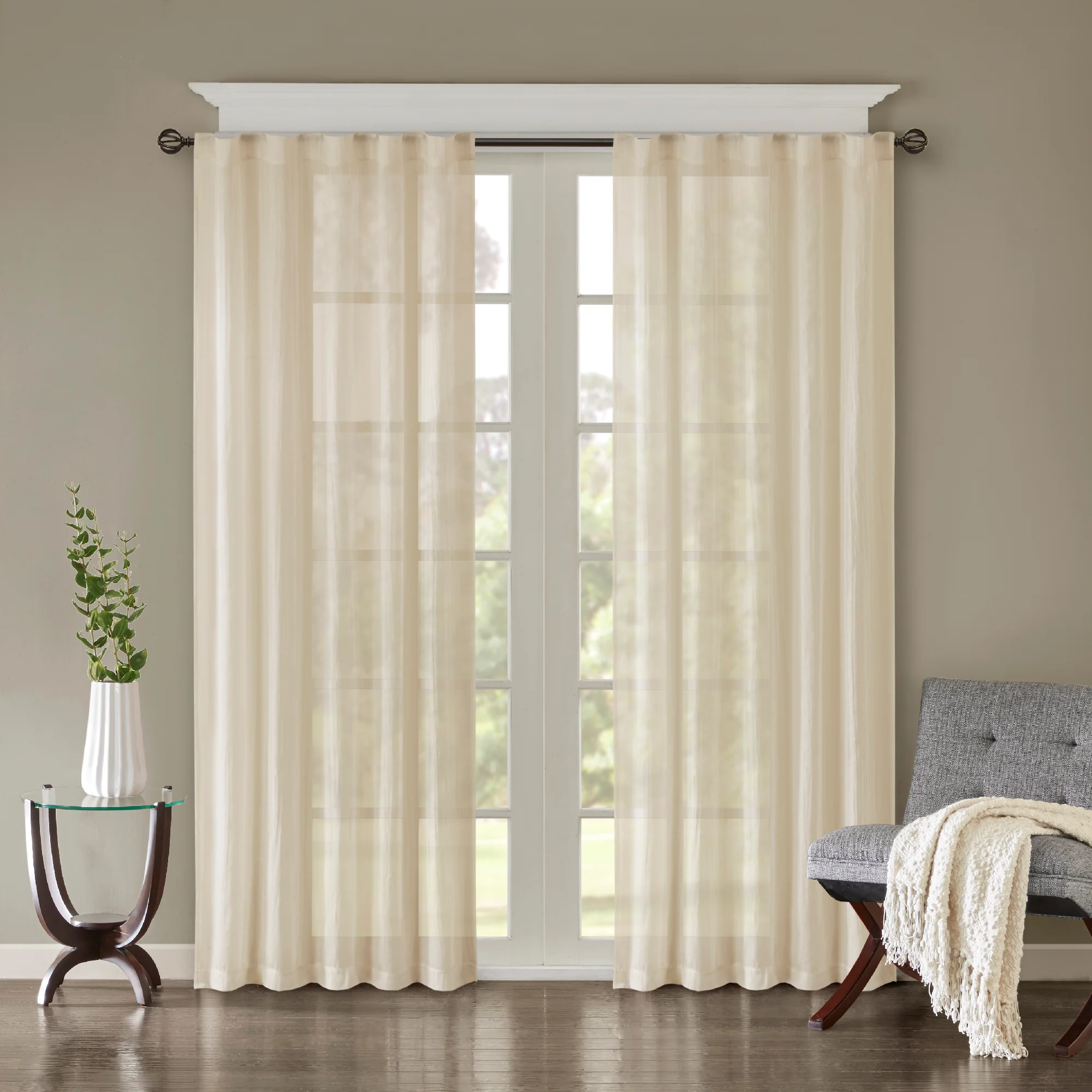Harper Solid Crushed Curtain Panel Pair - Image 9