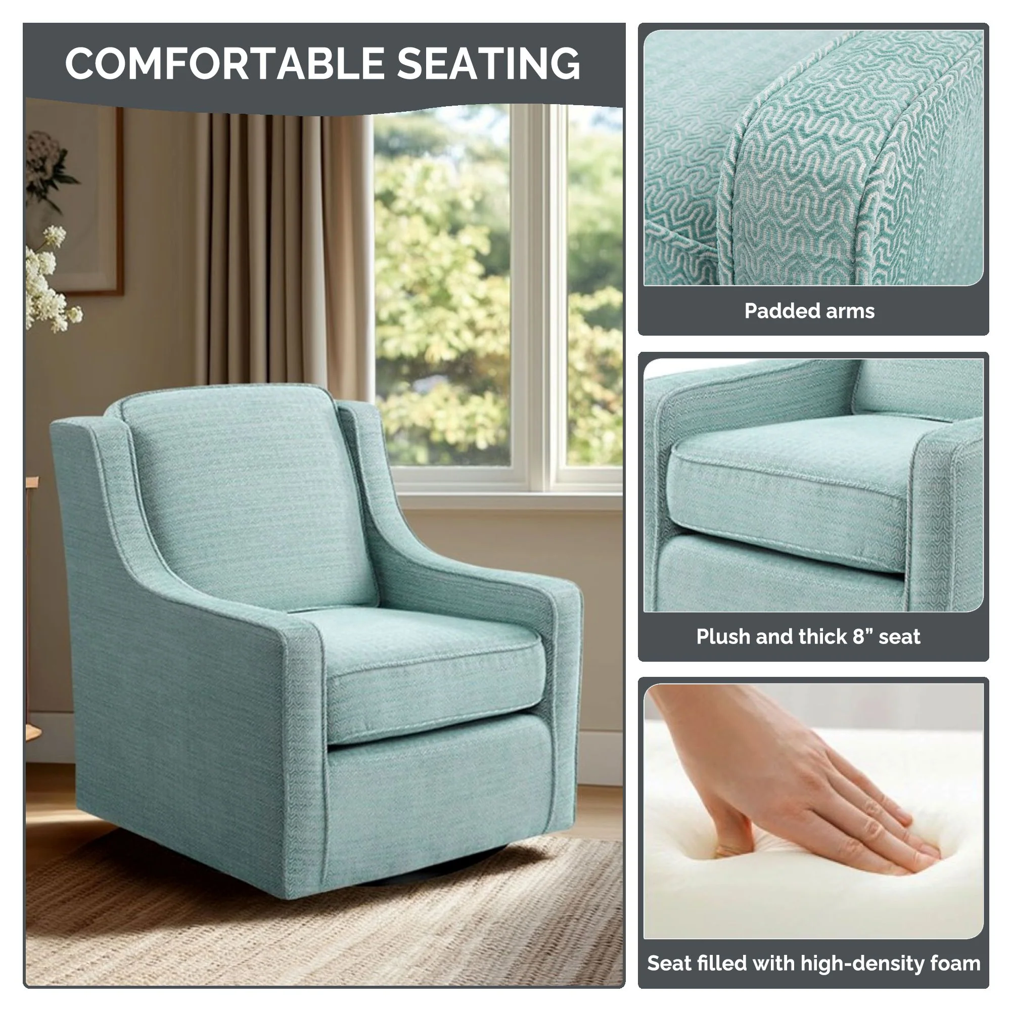 Harris Upholstered Swivel Armchair - Image 13
