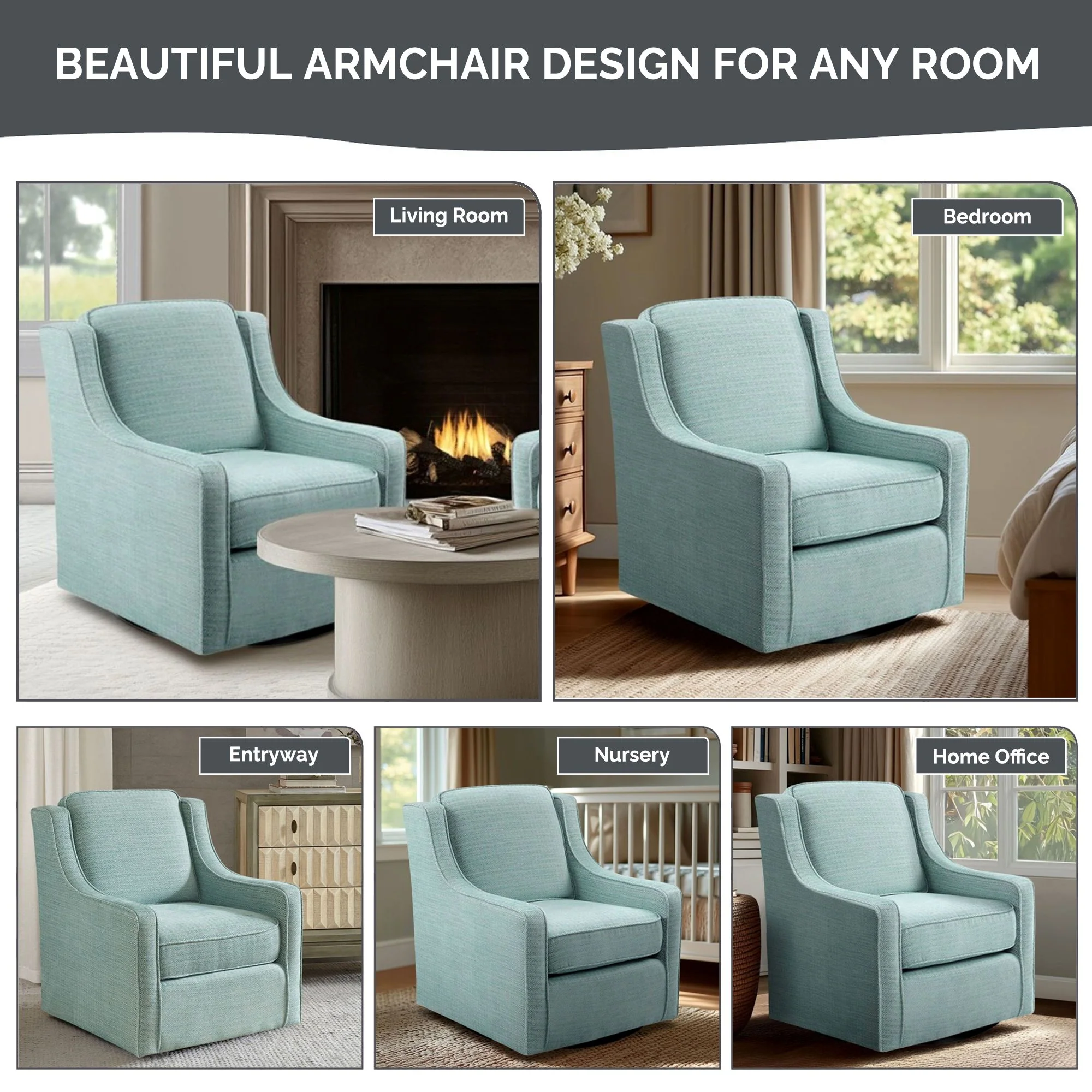 Harris Upholstered Swivel Armchair - Image 14