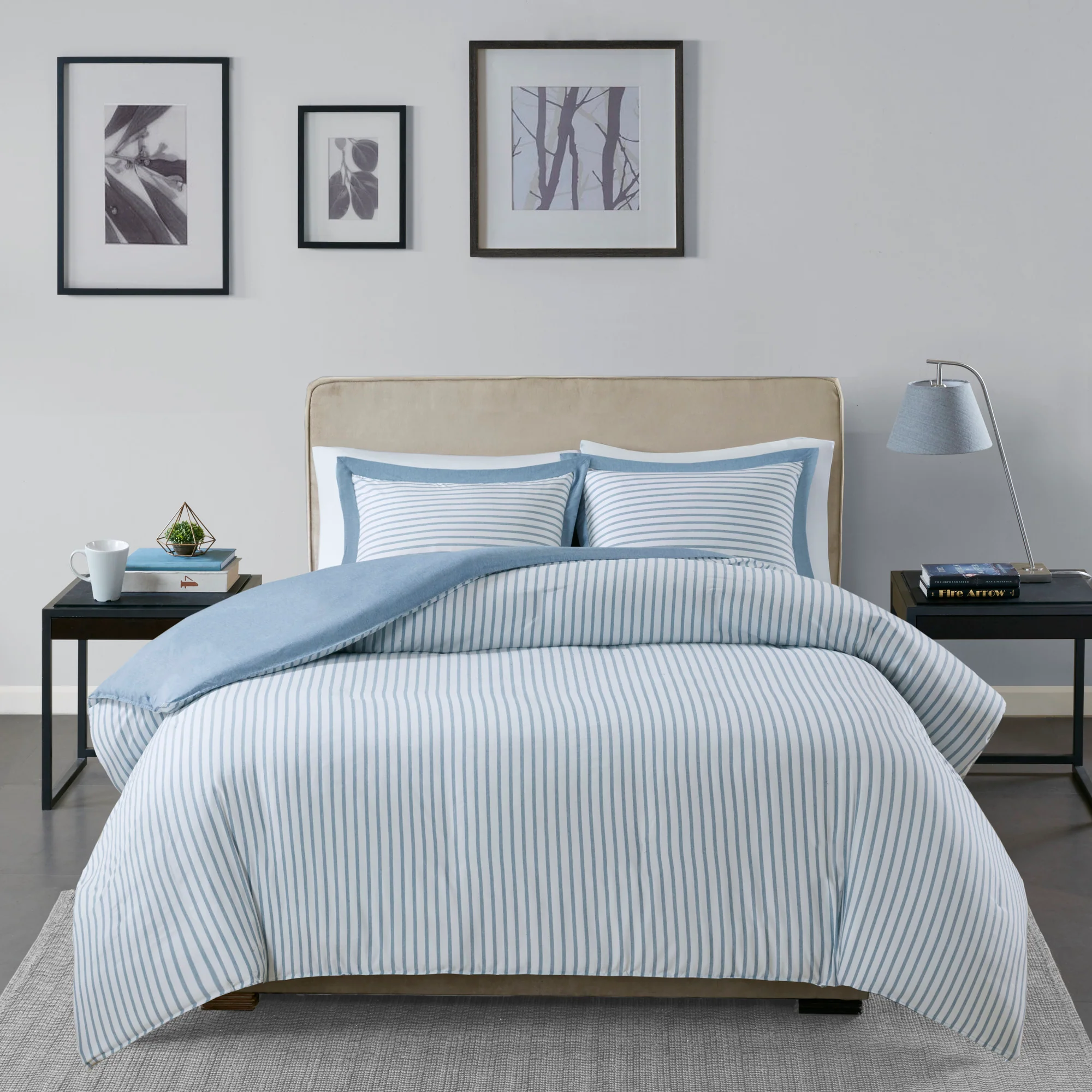 Hayden Reversible Yarn Dyed Stripe Duvet Cover Set - Image 3