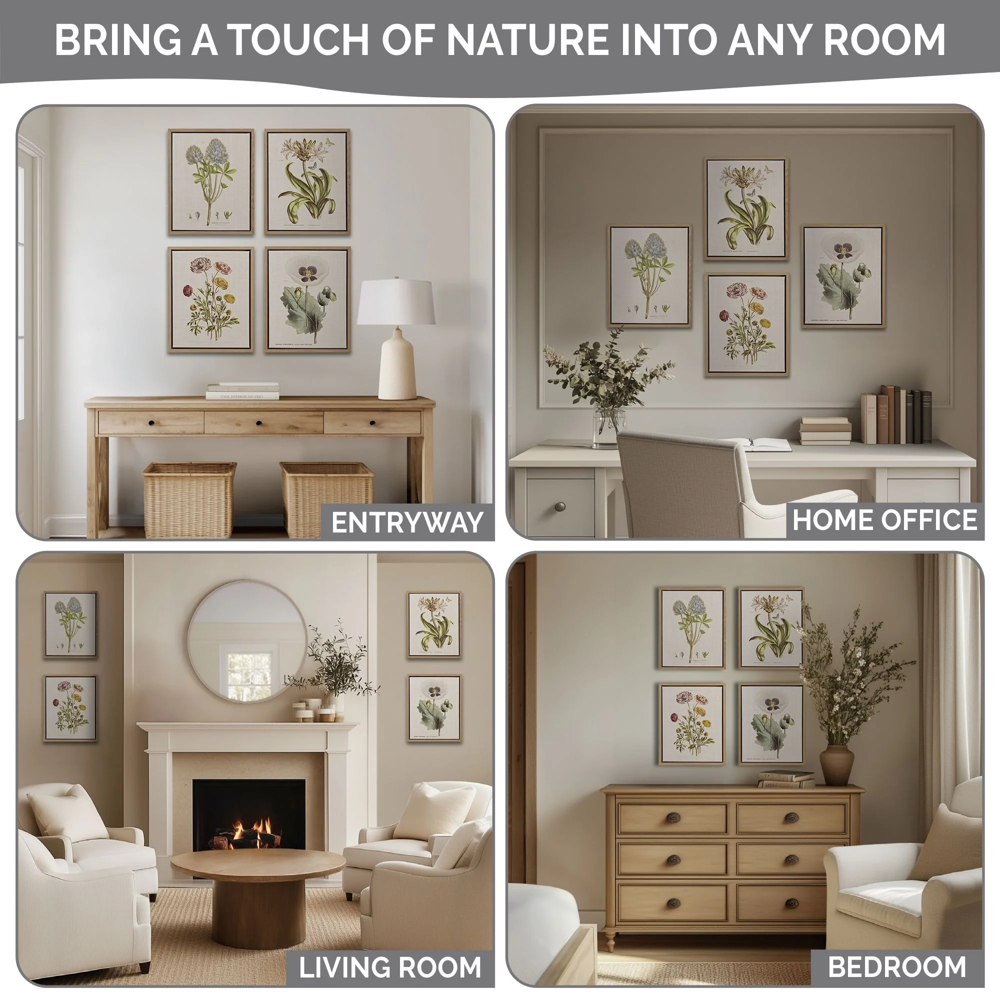 Herbal Botany 4-Piece Botanical Illustration Framed Canvas Wall Art Set - Image 20