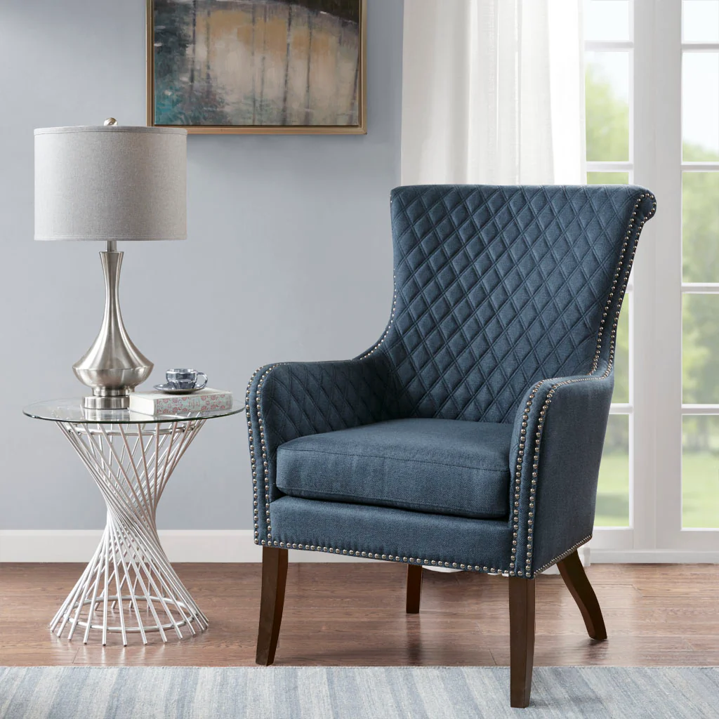 Heston Quilted Back Arm Chair with Nailhead Trim - Image 5