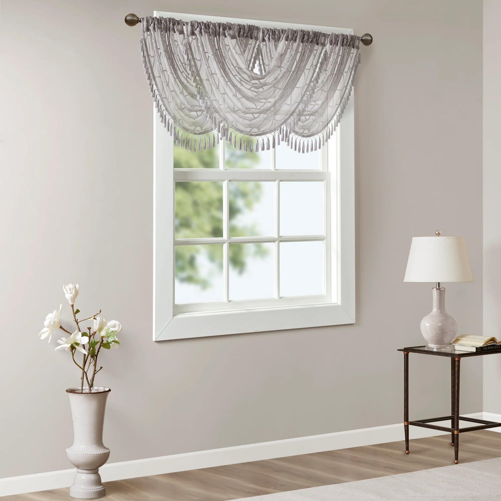 Irina Diamond Sheer Embroidered Waterfall Valance - Image 3