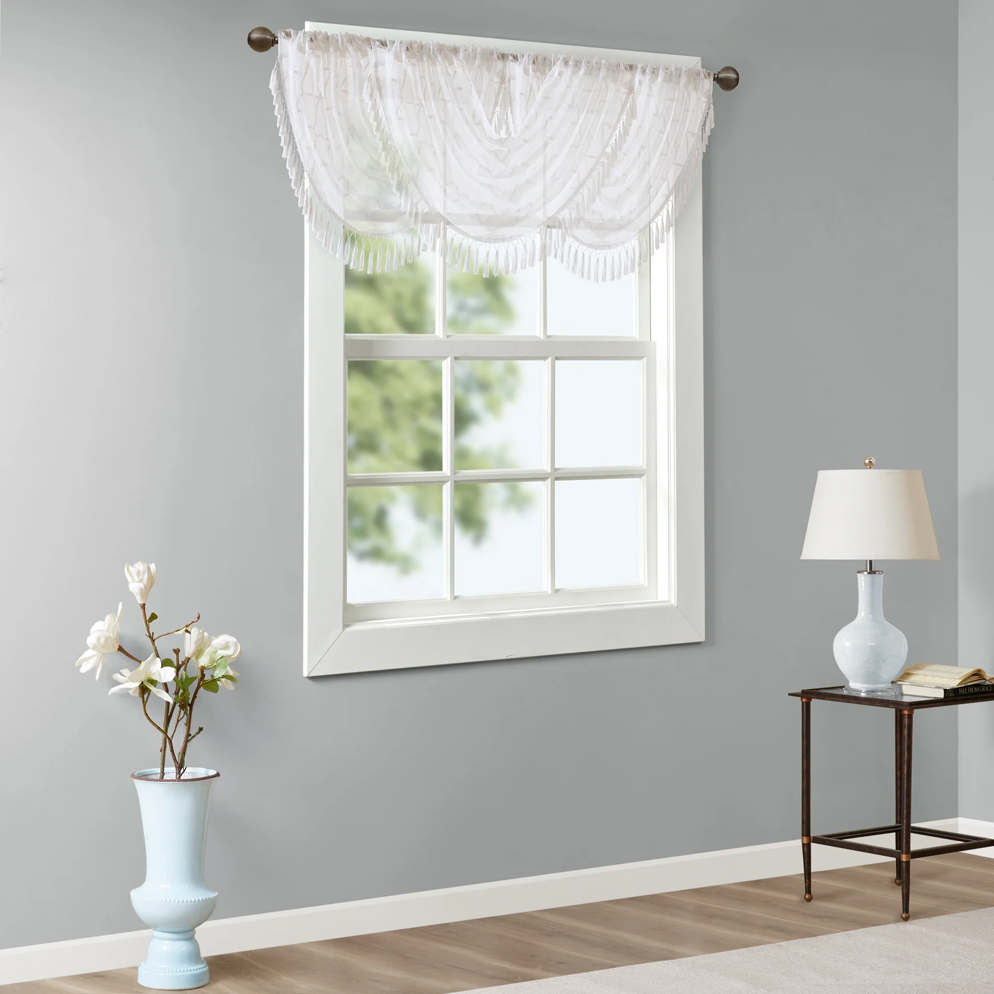 Irina Diamond Sheer Embroidered Waterfall Valance - Image 4