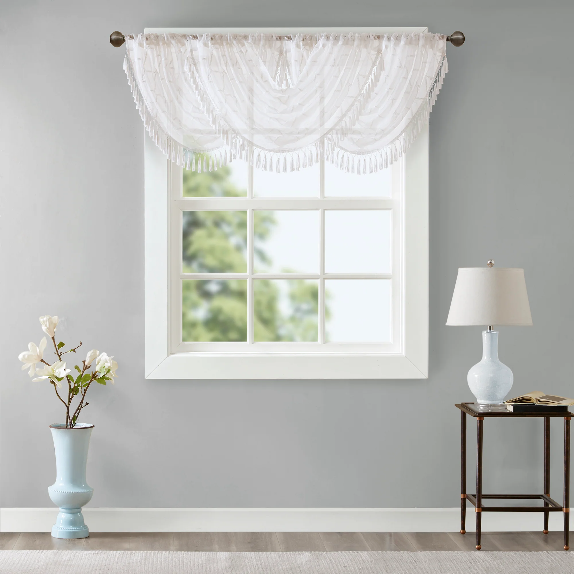 Irina Diamond Sheer Embroidered Waterfall Valance - Image 6